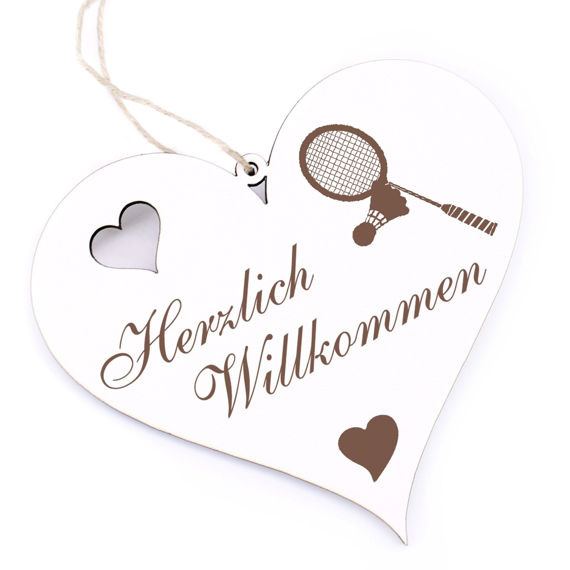 Herzlich - Dekolando Badmintonschläger Hängedekoration 13x12cm Willkommen -