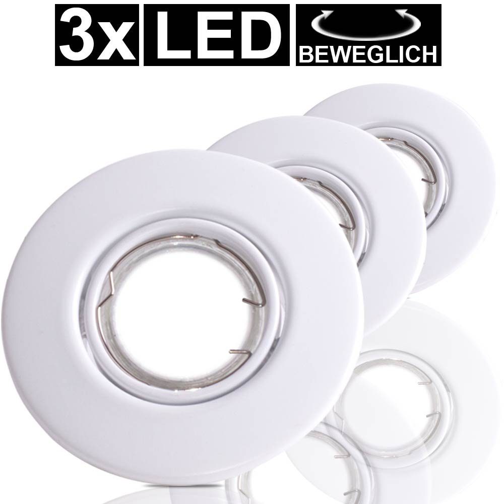 3er Decken Lampen EGLO LED inklusive, Set LED Warmweiß, Leuchtmittel Einbau Strahler Leuchten beweglich Spot Einbaustrahler,