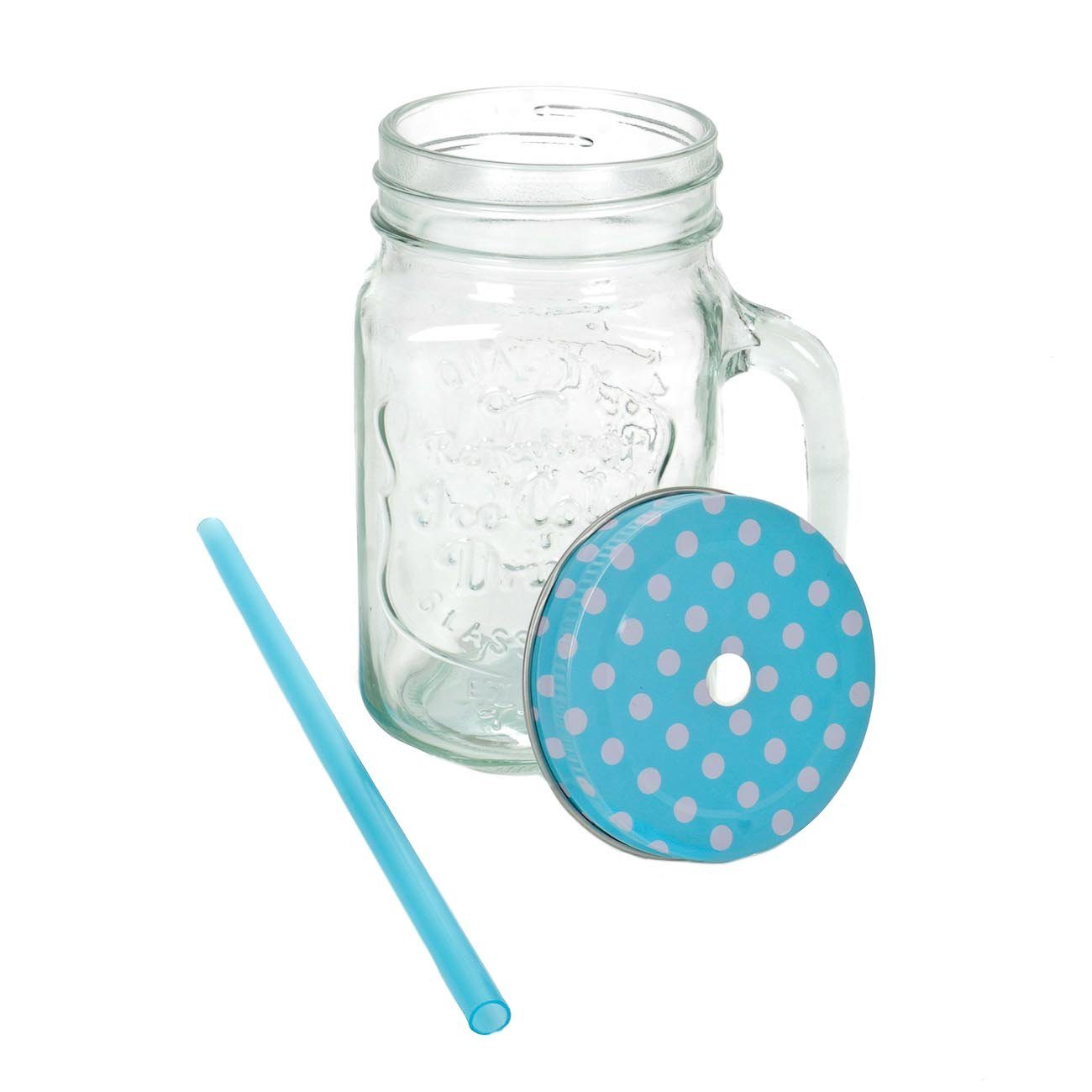 Bubble-Store Gläser-Set 4er Set, Glas, Trinkgläser mit Schraubdeckel,Trinkhalm