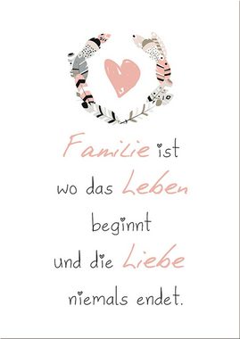 artissimo Poster Poster mit Spruch DinA4 Bild Kunstdruck Sprüche Text Familie Herz, Zitate und Sprüche: Familie