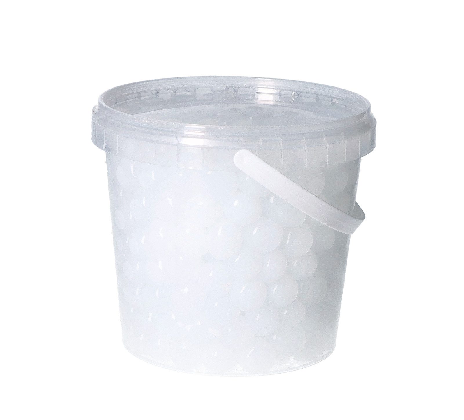 trendfinding Deko-Granulate 1 Liter Eimer Aqualinos Hydroperlen, Größe 1,5 bis 2,5 cm, Weiß