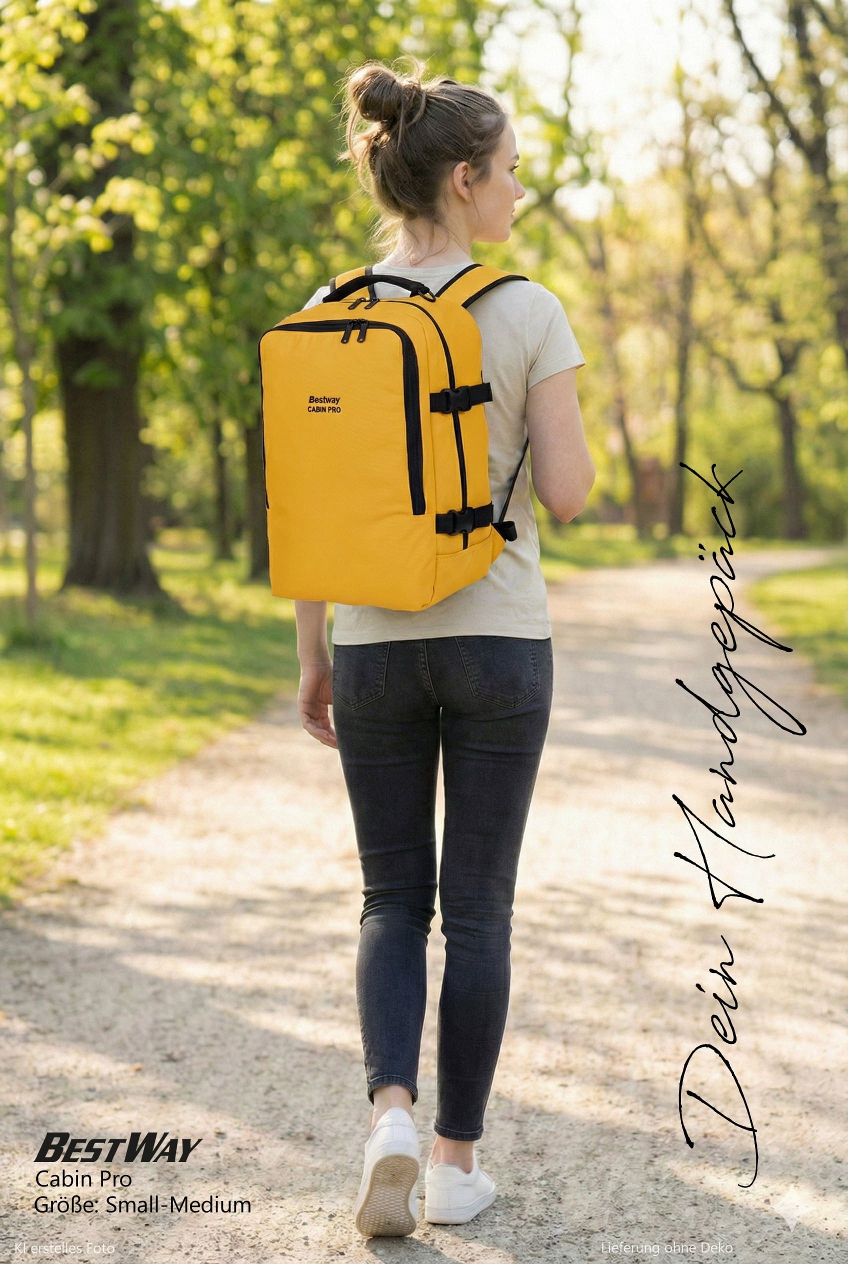 BestWay Bags Reiserucksack Handgepäck Rucksack für Ryanair aus Plane, Cabin Pro Flugzeug Kabinenrucksack Laptoprucksack 40350 + Koffergurt