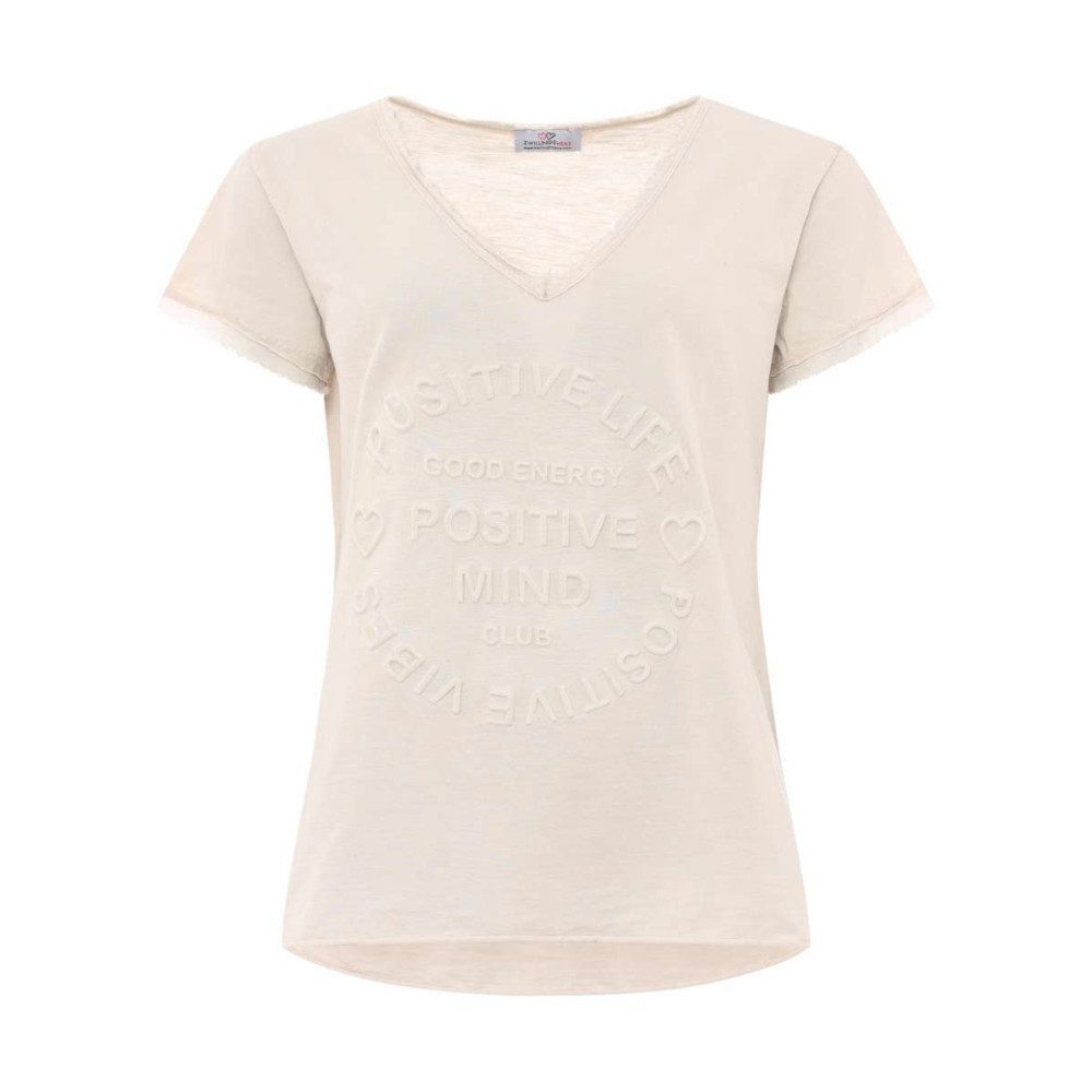 Zwillingsherz T-Shirt "Positive Mind" Fransen, V-Ausschnitt
