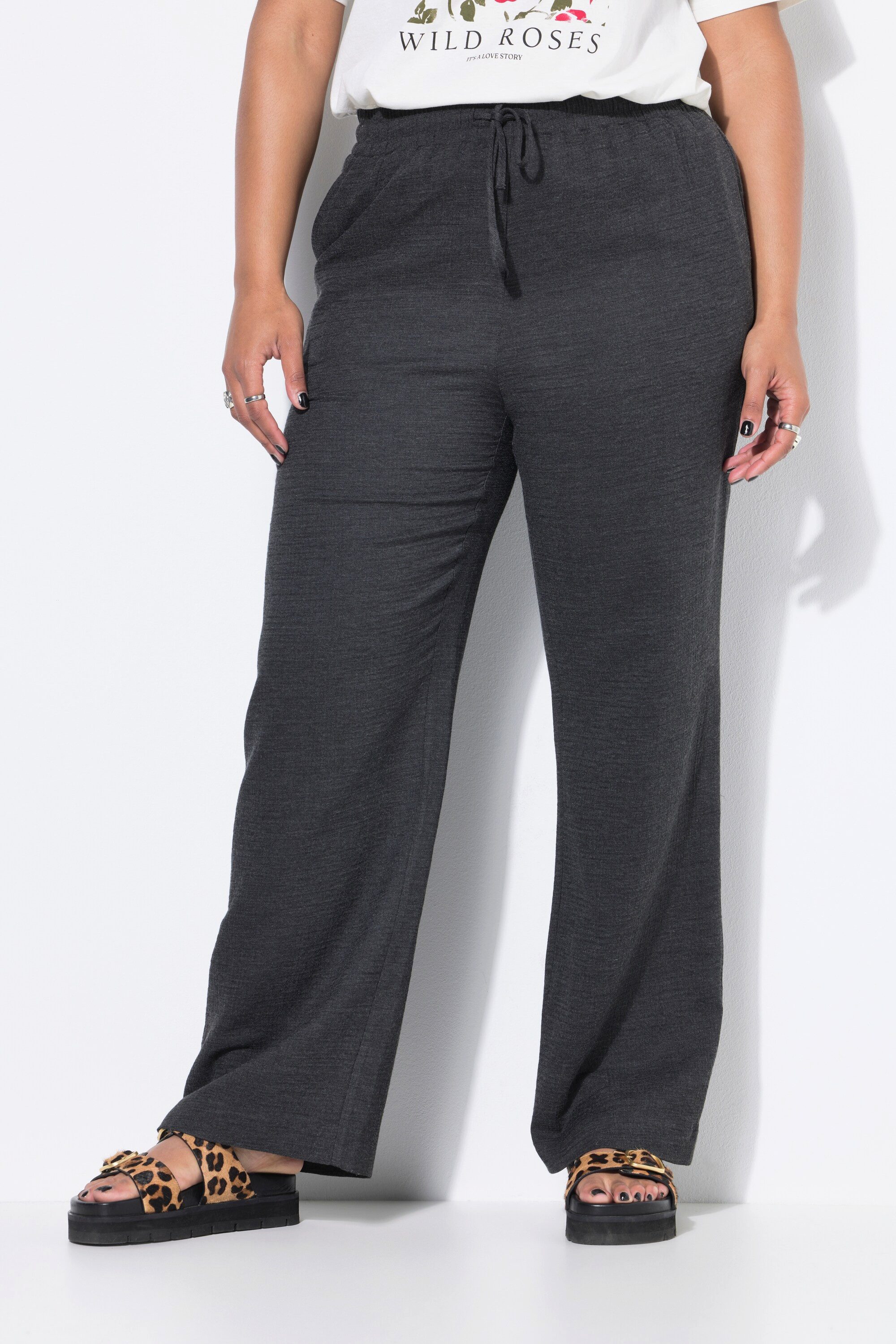 Studio Untold Funktionshose Hose Wide Legs High Waist feine Struktur günstig online kaufen