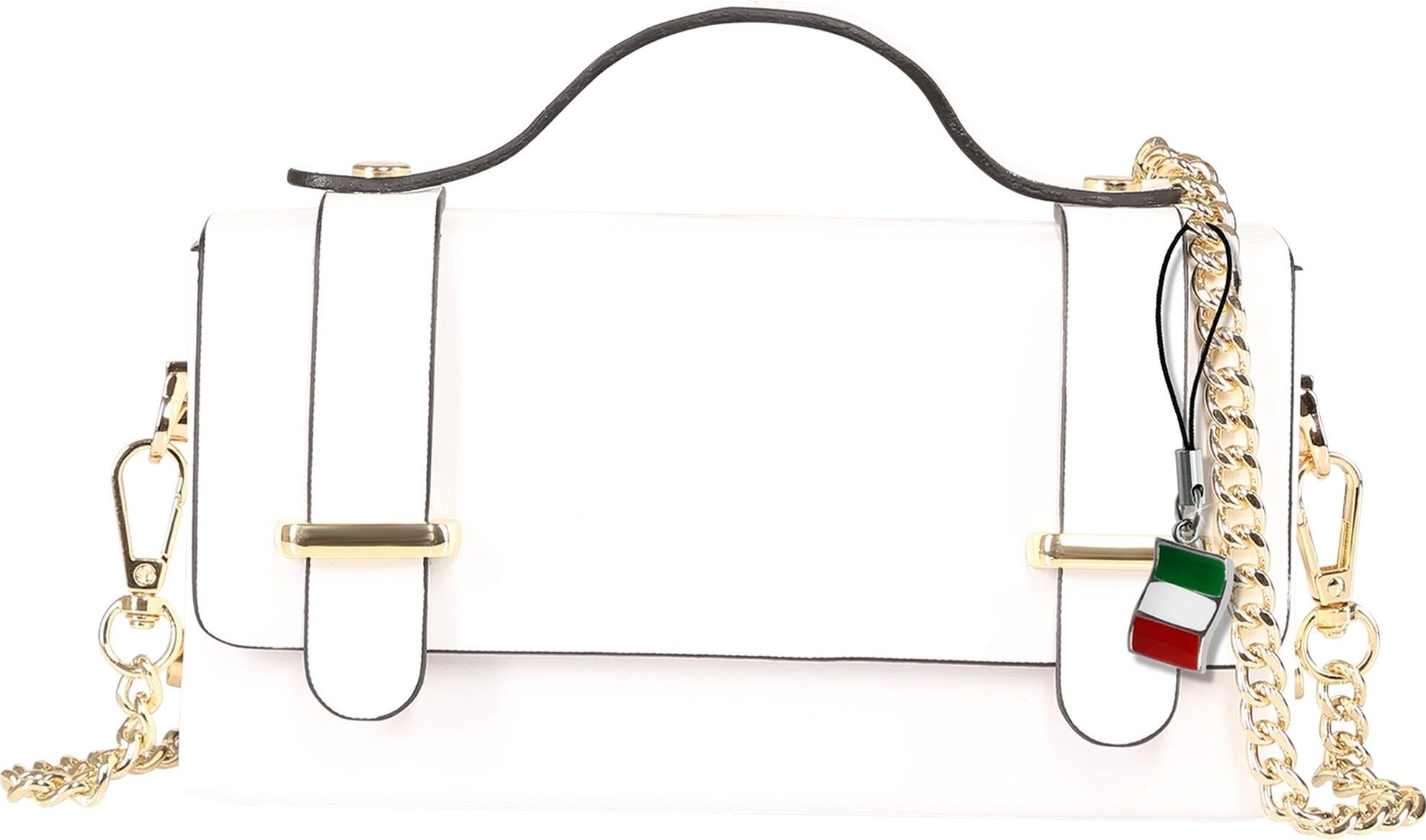 FLORENCE Handtasche Florence Damen Handtasche klein Echtleder (Handtasche), Damen Handtasche Leder, weiß ca. 19cm x ca. 10cm hoch