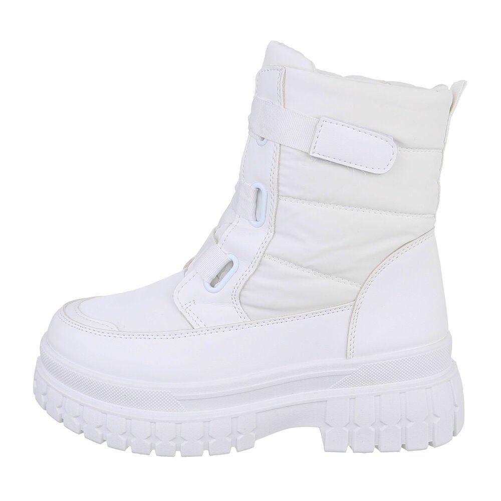 Ital-Design Damen Snowboots Freizeit Snowboots Blockabsatz Plateaustiefeletten in Weiß