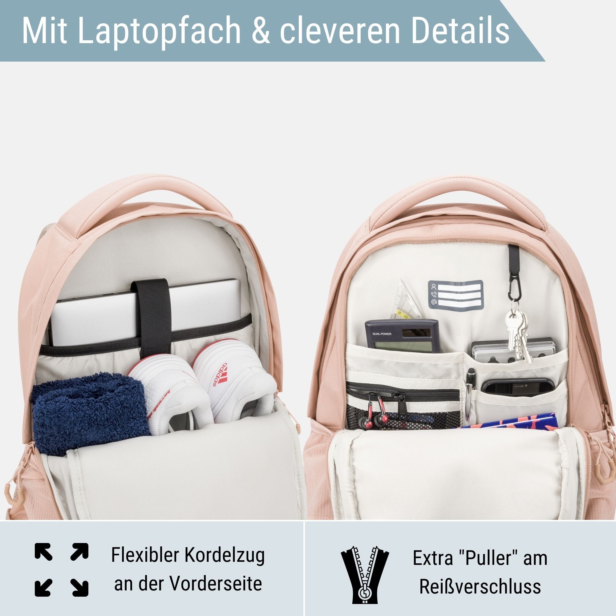 audetic Schulrucksack Aero 2.0 Schulrucksack mit vielen Fächern (1-tlg), Ergonomische Polsterung, reflektieren & wasserabweisend – Bild 5 von 5
