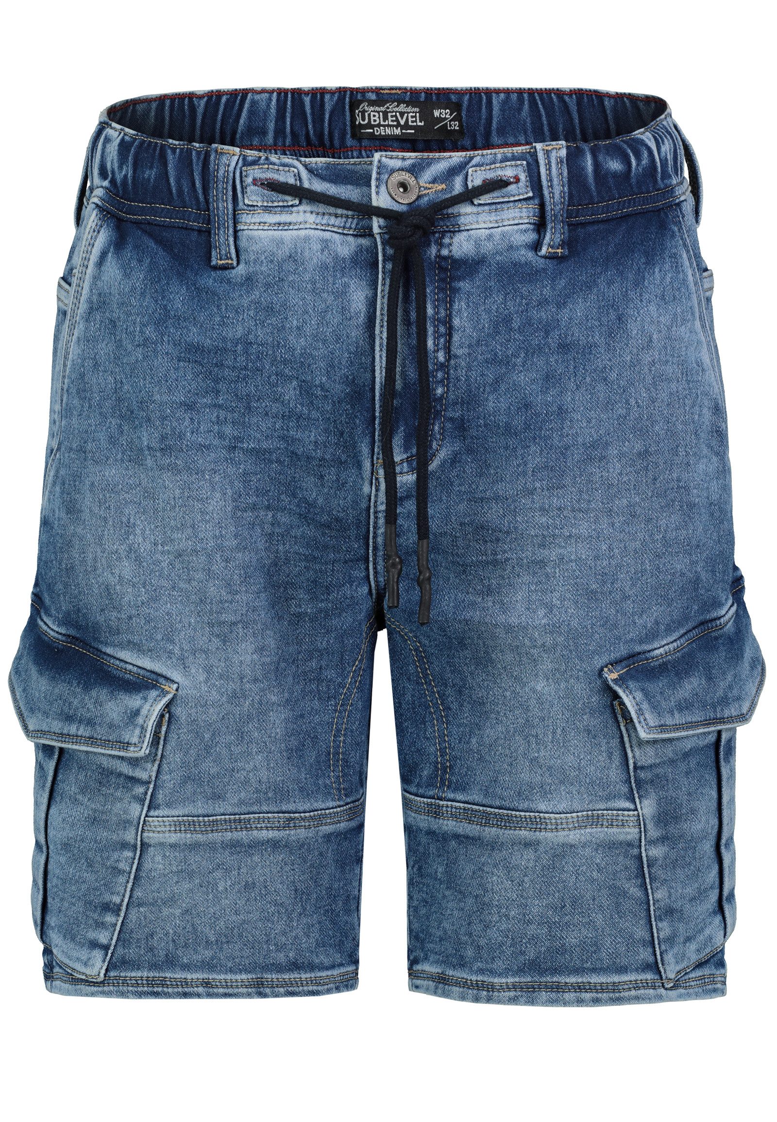 Jeansshorts Cargo- mit elastischem Bund und Kordelzug