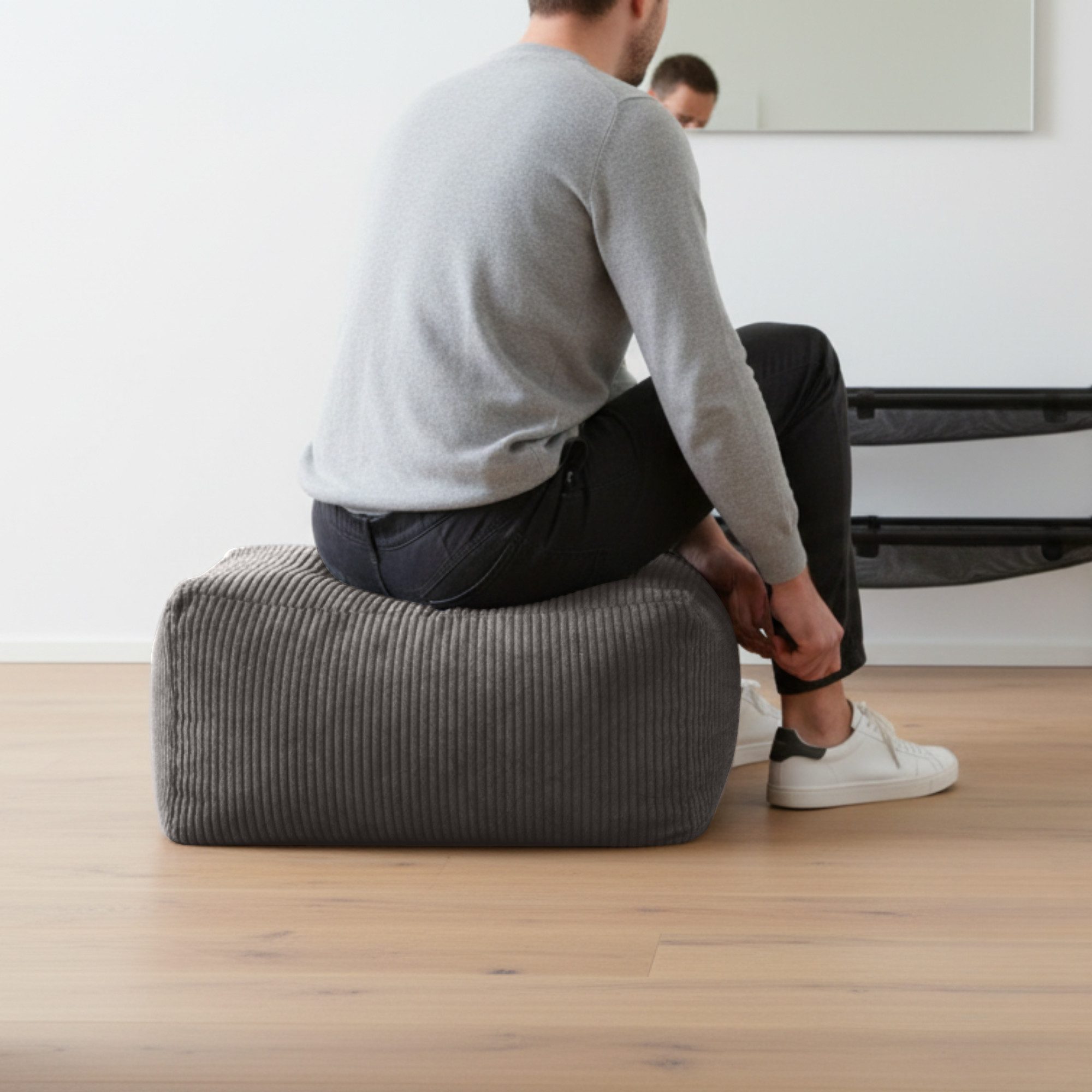 Green Bean Pouf Ottomane Cord (Indoor Sitzhocker Sitzkissen Fußhocker Relax-Sessel, Made in Germany), die ideale Ergänzung zum Sitzsack – Bild 5 von 5