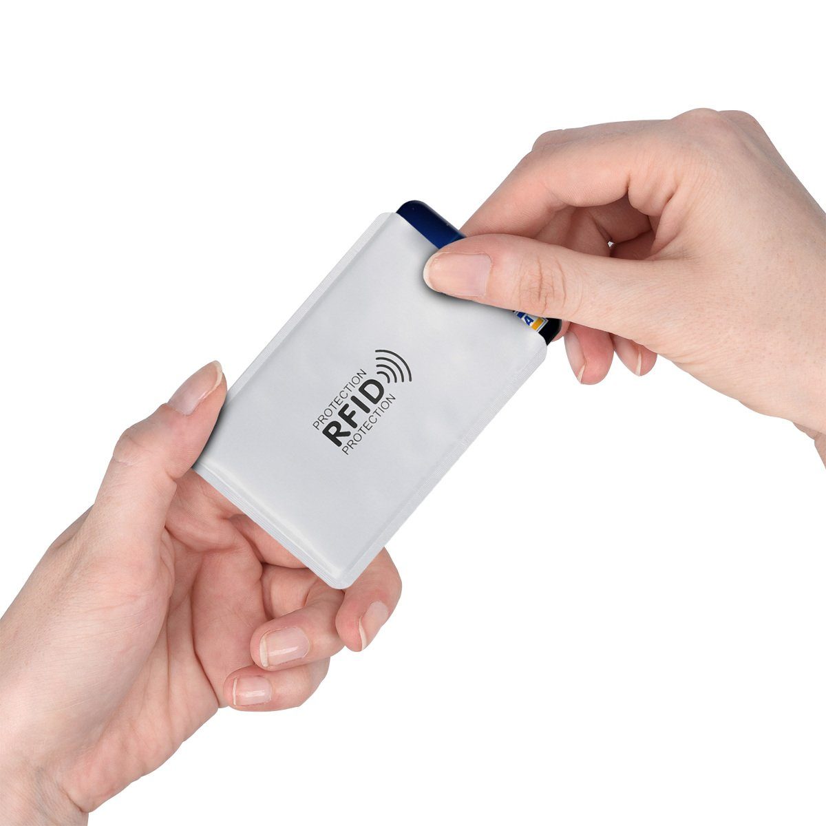 kwmobile Etui 5x Kreditkarten Karten Hülle mit RFID Blocker, Kreditkarte EC-Karte Krankenkarte Kartenschutzhülle – Bild 4 von 5