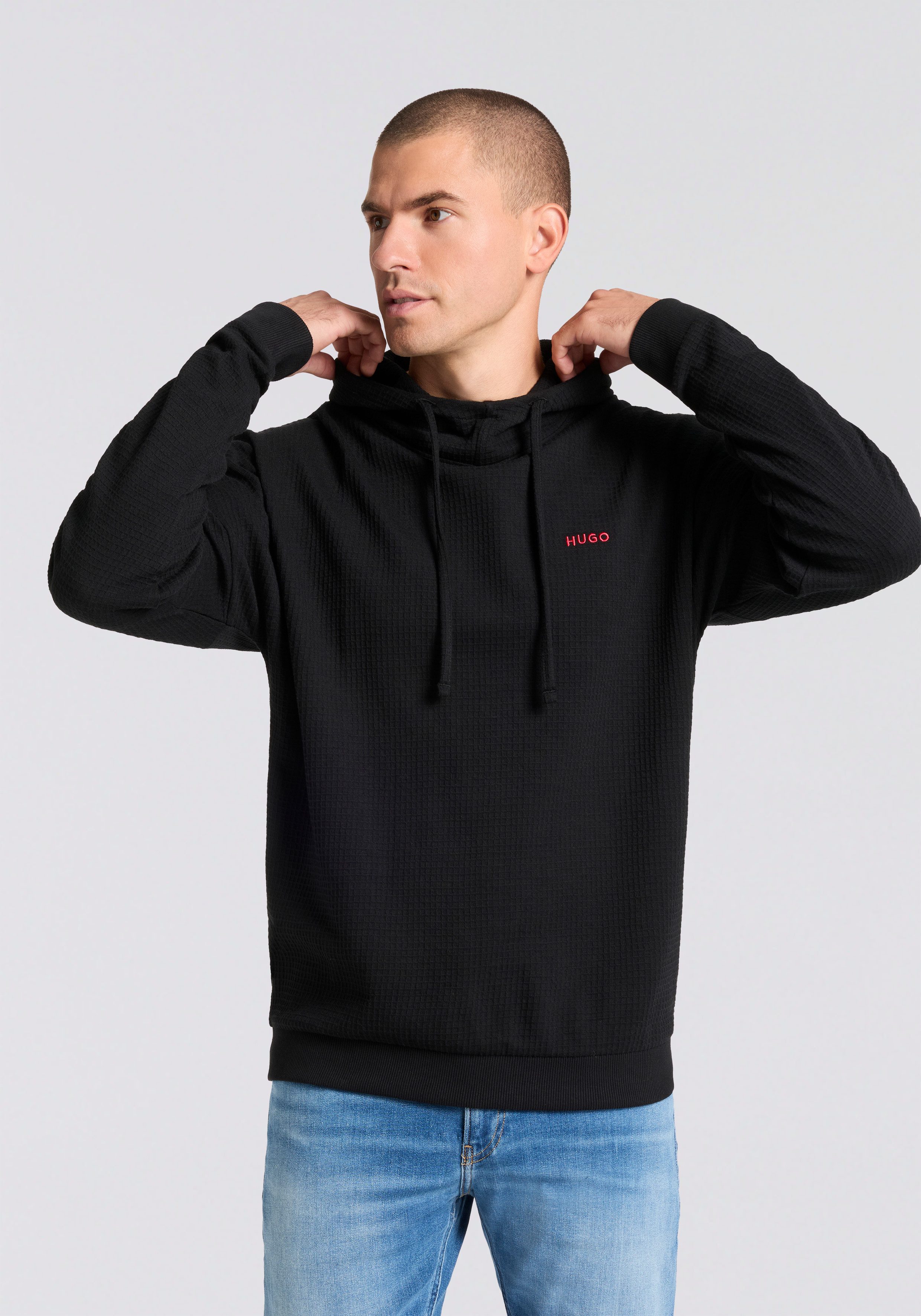 HUGO Hoodie Austin mit Struktur, Relaxed Fit, Baumwoll-Mix günstig online kaufen