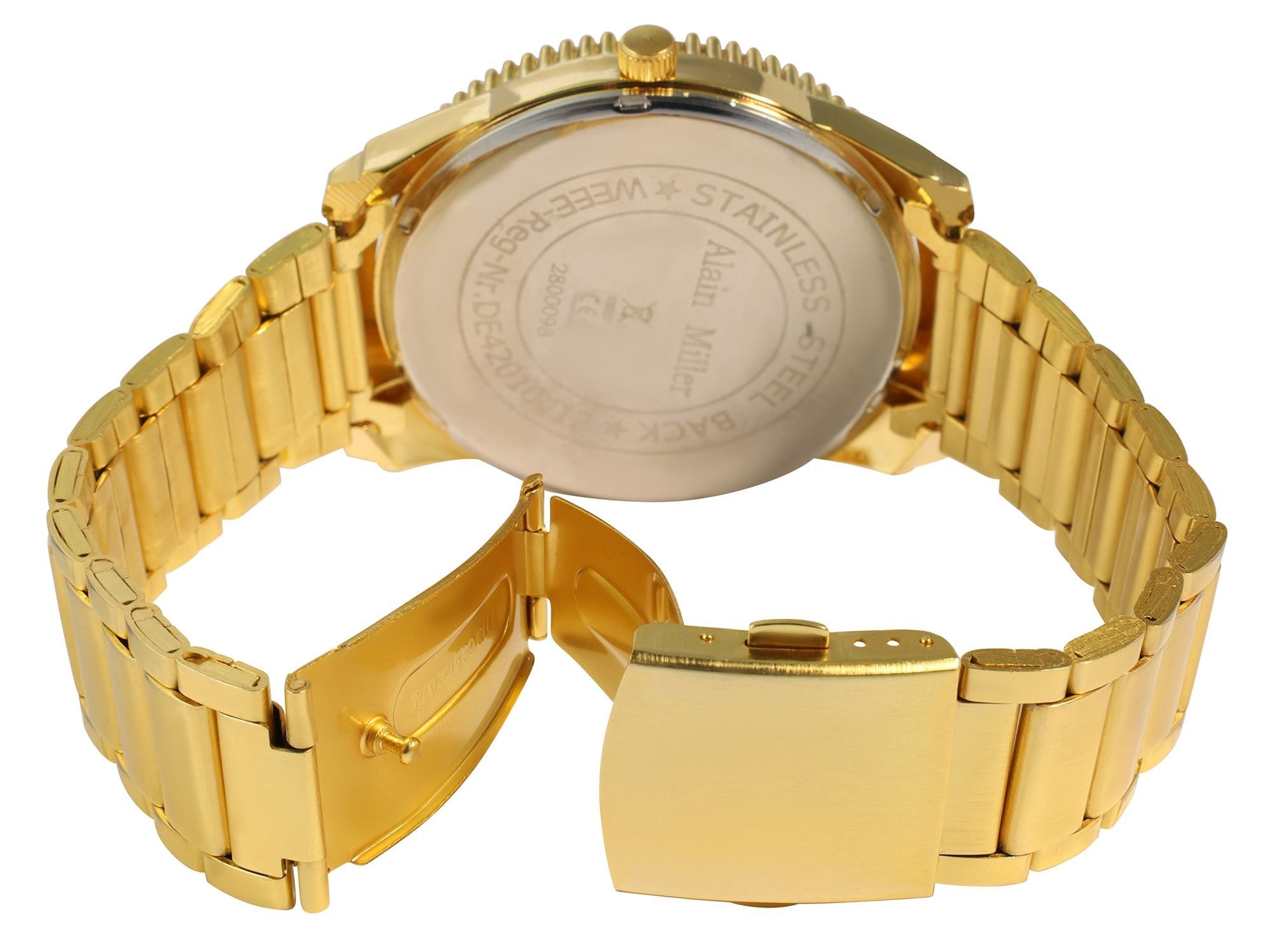 Alain Miller Quarzuhr mit Metallarmband und Mineralglas