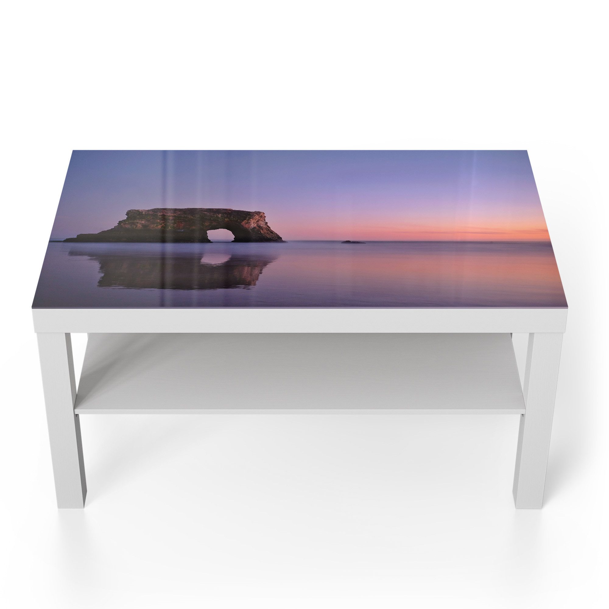 DEQORI Couchtisch 'Abendlicher Felsbogen', Glas Beistelltisch Glastisch modern