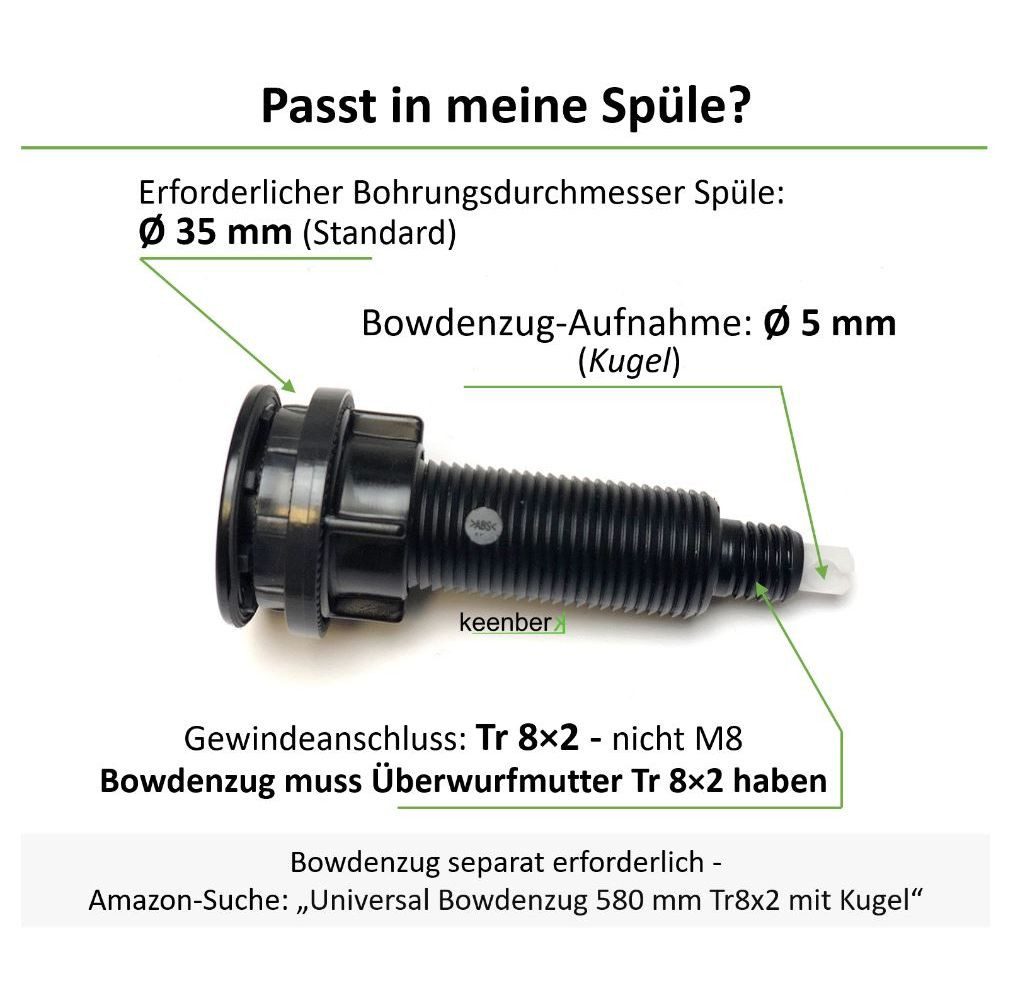 keenberk Küchenspüle Drehexcenter-Set Edelstahl gebürstet + Drehbetätigung - Ersatzteil