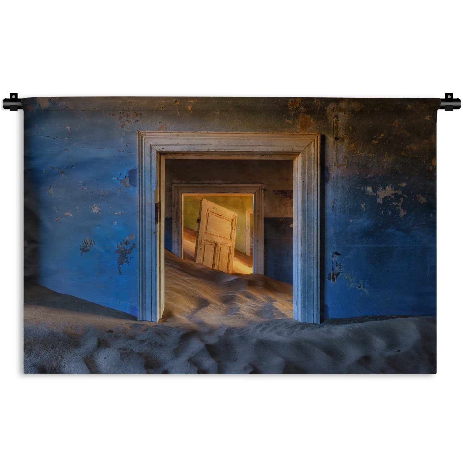 Architektur, Blau Wanddeko Schlafzimmer, Kinderzimmer Kleid, Sand - Wohnzimmer, - MuchoWow Tür für - Wanddekoobjekt Wandbehang,
