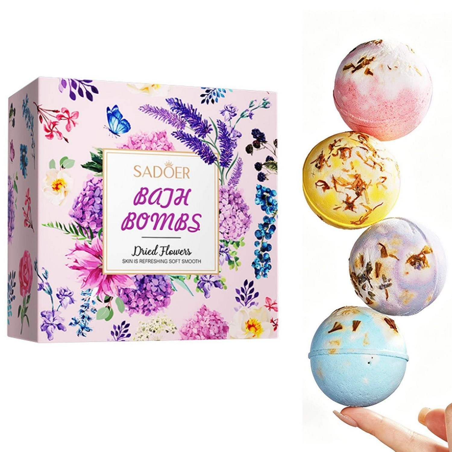 LuxusKollektion Badekugel Badesalz-Kugeln Geschenkset 4er Set Rosa