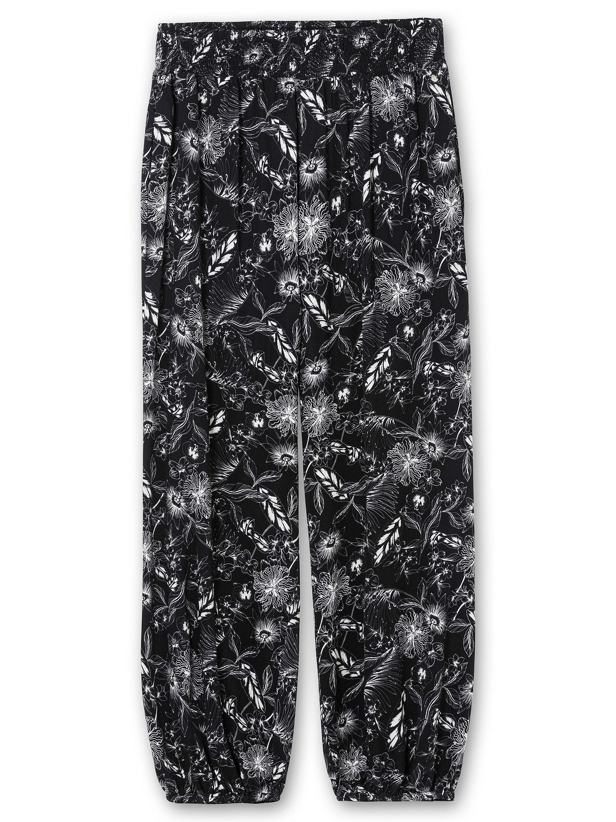 Sheego Schlupfhose Große Größen mit Blätterprint und breitem Smokbund