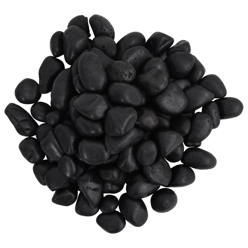 vidaXL Kieselsteine, Polierte Kiesel 10 kg Schwarz 2-5 cm