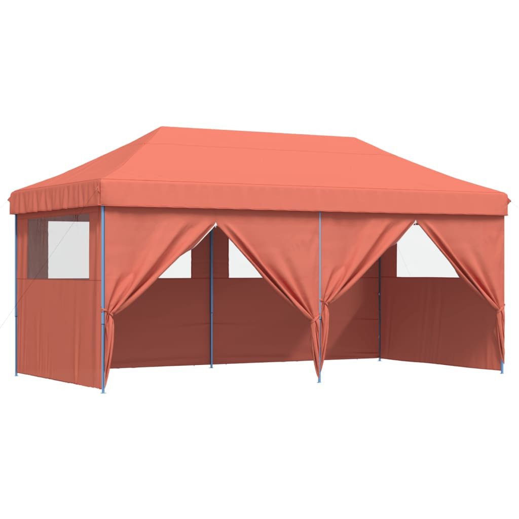 Pavillon Partyzelt Faltbar Pop-Up mit 4 Seitenteilen Terrakottarot Pavillon