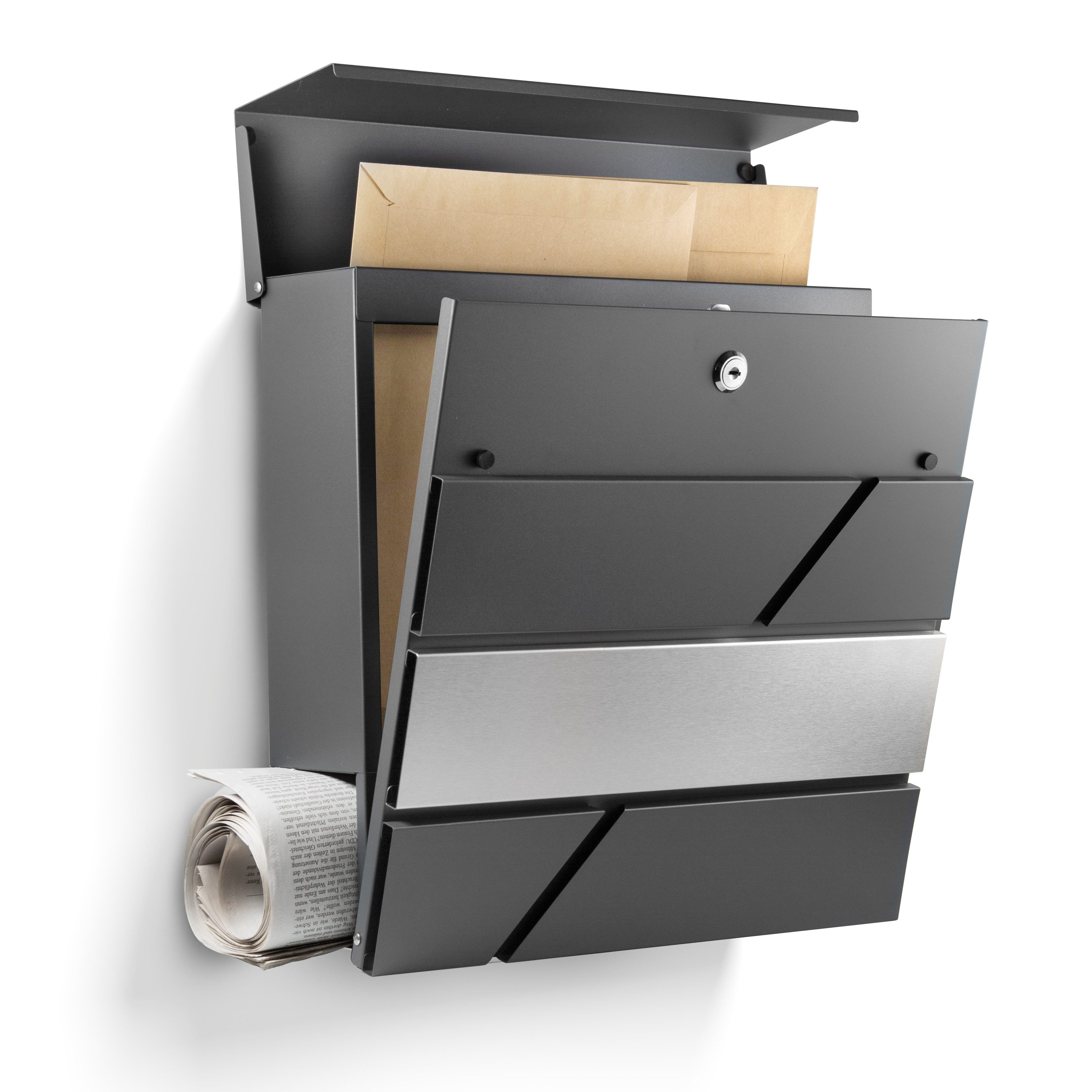 NewHabitat Briefkasten Moderner Wandbriefkasten Personalisierbar Anthrazit günstig online kaufen