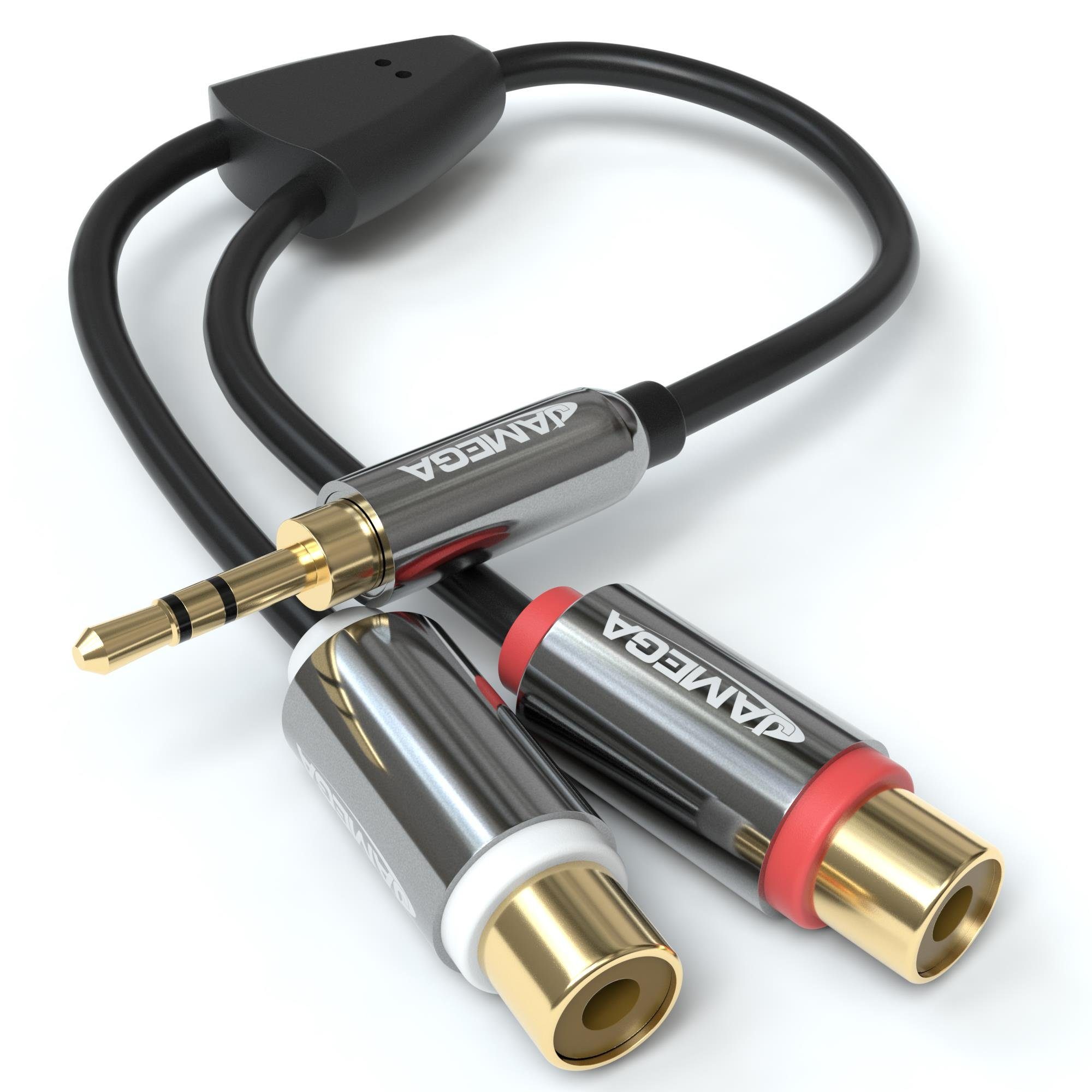 JAMEGA Cinch auf Klinke Adapter Aux zu Cinch 3.5mm Klinke auf 2 RCA Cinch Audio-Adapter