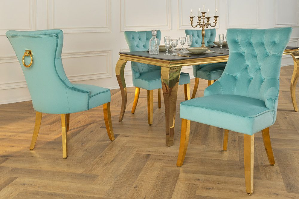 riess-ambiente Polsterstuhl CASTLE blau / gold günstig online kaufen