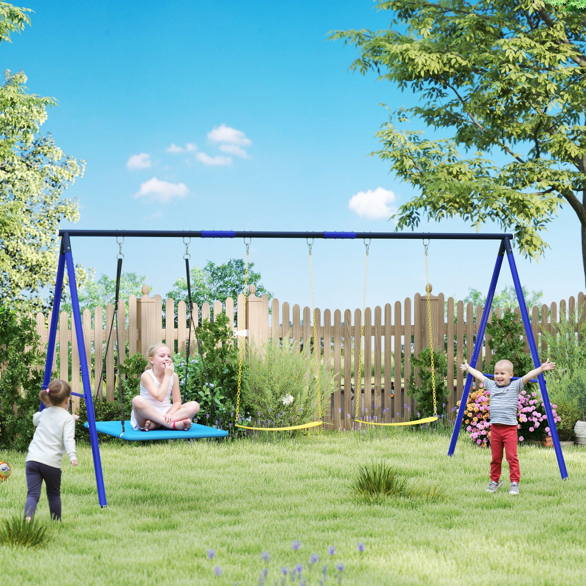AIYAPLAY Schaukelgestell Schaukelset für Kinder, (robuste Schaukel aus Metall, 1-tlg., Plattformschaukel), Outdoor-Spielplatz für Kinder im Garten
