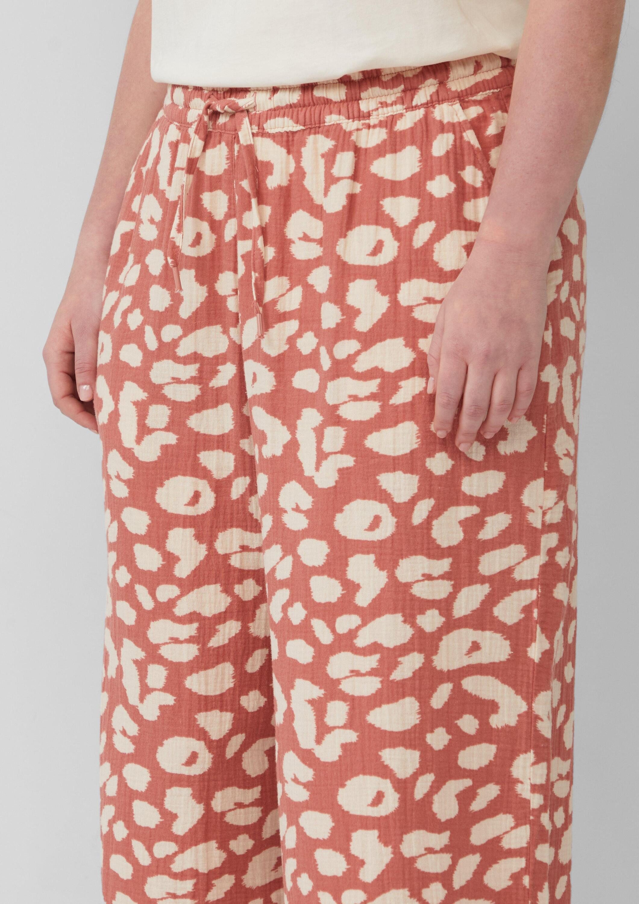 QS Chinos Hose Gemusterte Hose aus Musselin