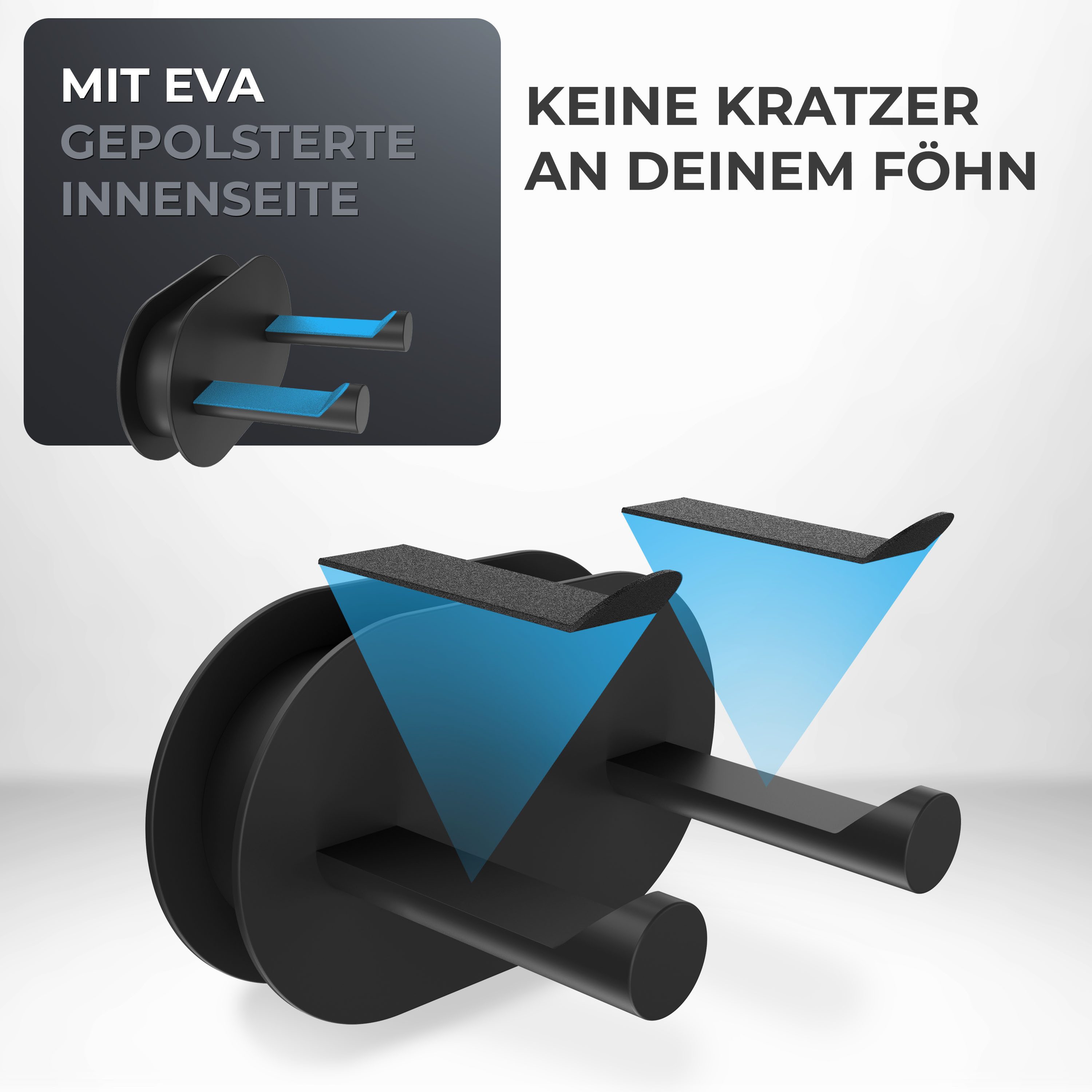 ovimar Haartrocknerhalter Rovaer, (1-tlg., aus Edelstahl in Schwarz zur Zum Kleben)