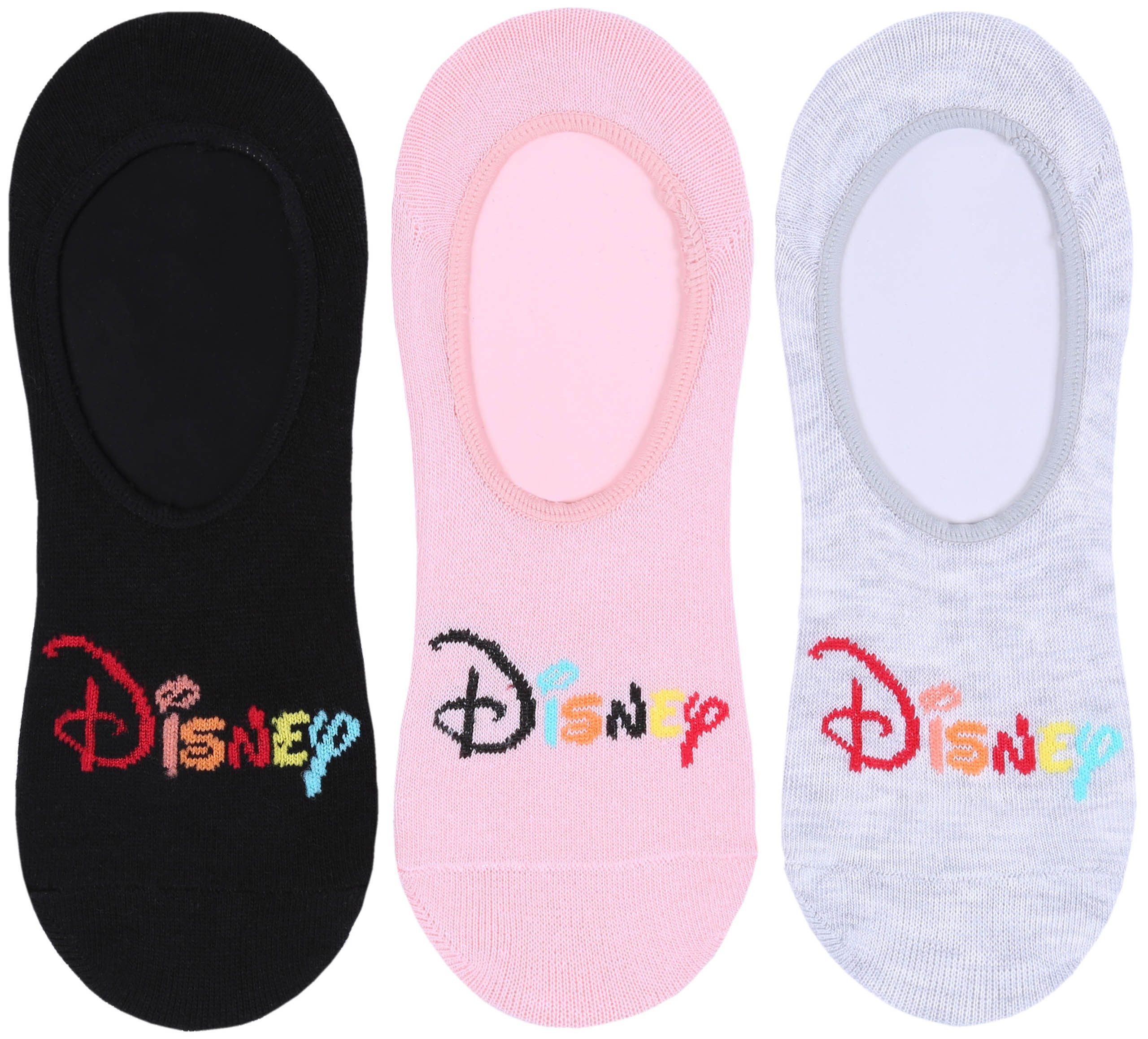 Haussocken 3x schwarz-graue Socken, Füßlinge DISNEY 37-42 EU