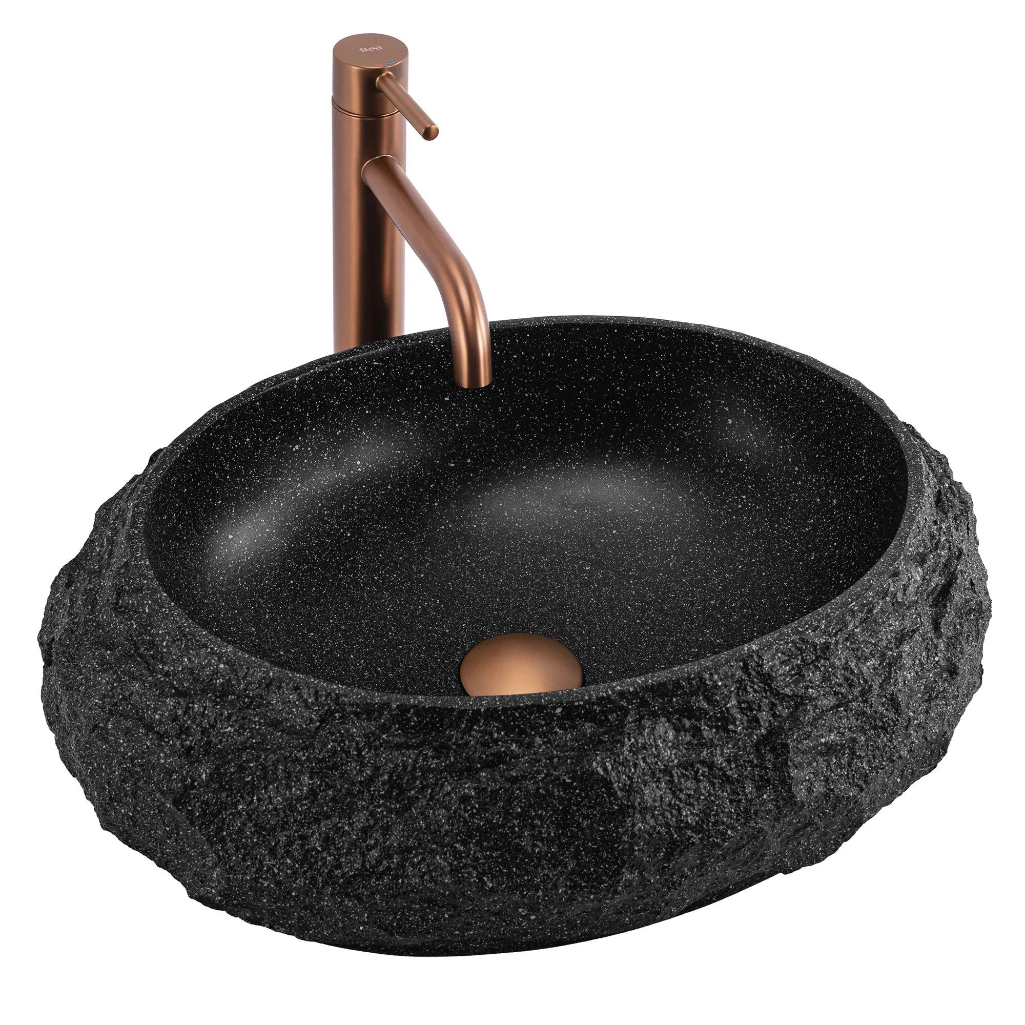 wohnwerk.idee Aufsatzwaschbecken aus Kompositstein, Designer Badwaschbecken 8 Farben