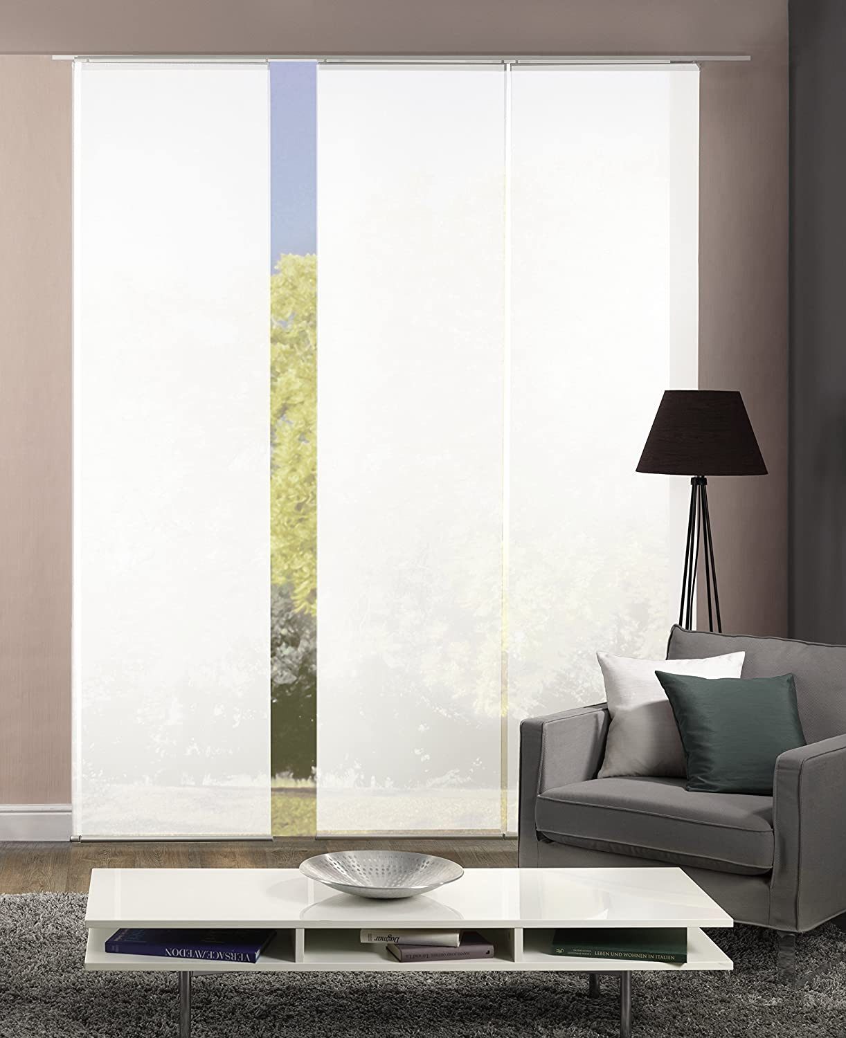HOME WOHNIDEEN Schiebegardine Home Fashion Schiebevorhang Set ROM je 245 x 60 cm Farbe: weiß (3 St), halbtransparent, 100% Polyester