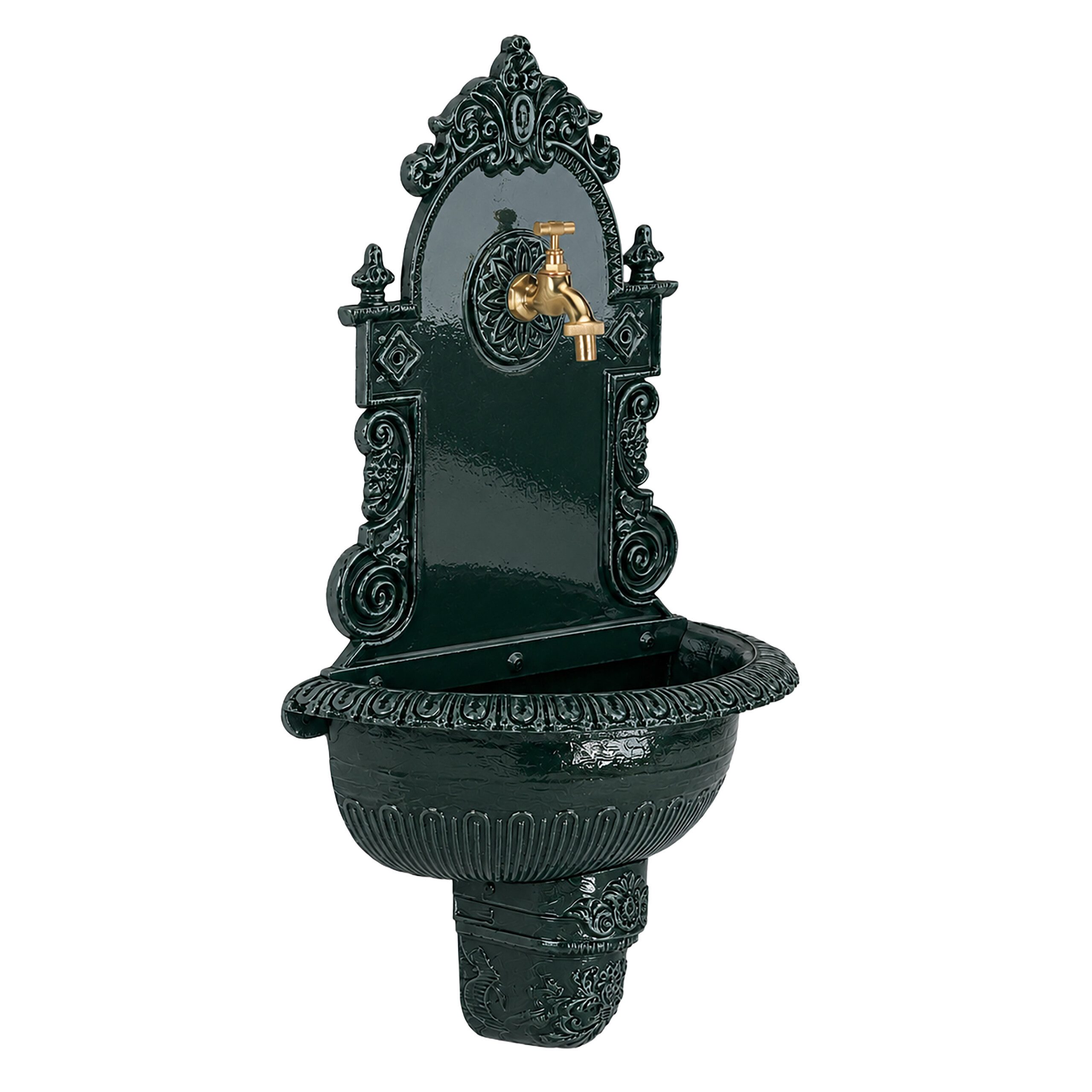 relaxdays Gartenbrunnen XL Wandbrunnen antik, grün