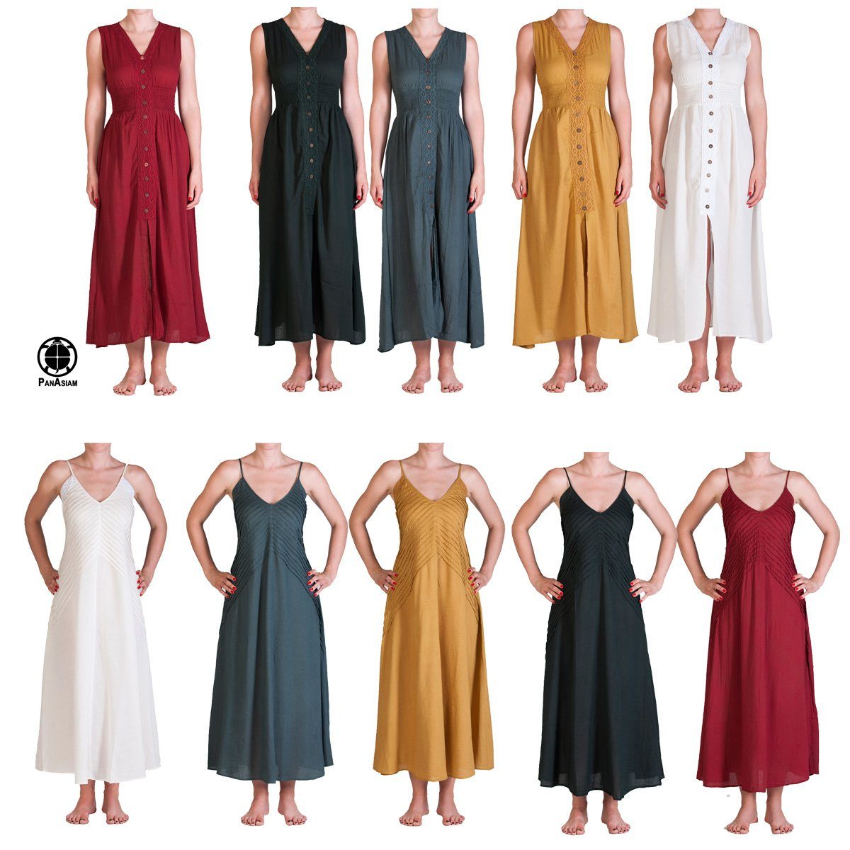 Tunikakleid Langes einfarbiges Sommerkleid im Rücken gerafft Onesize Gr. S und M