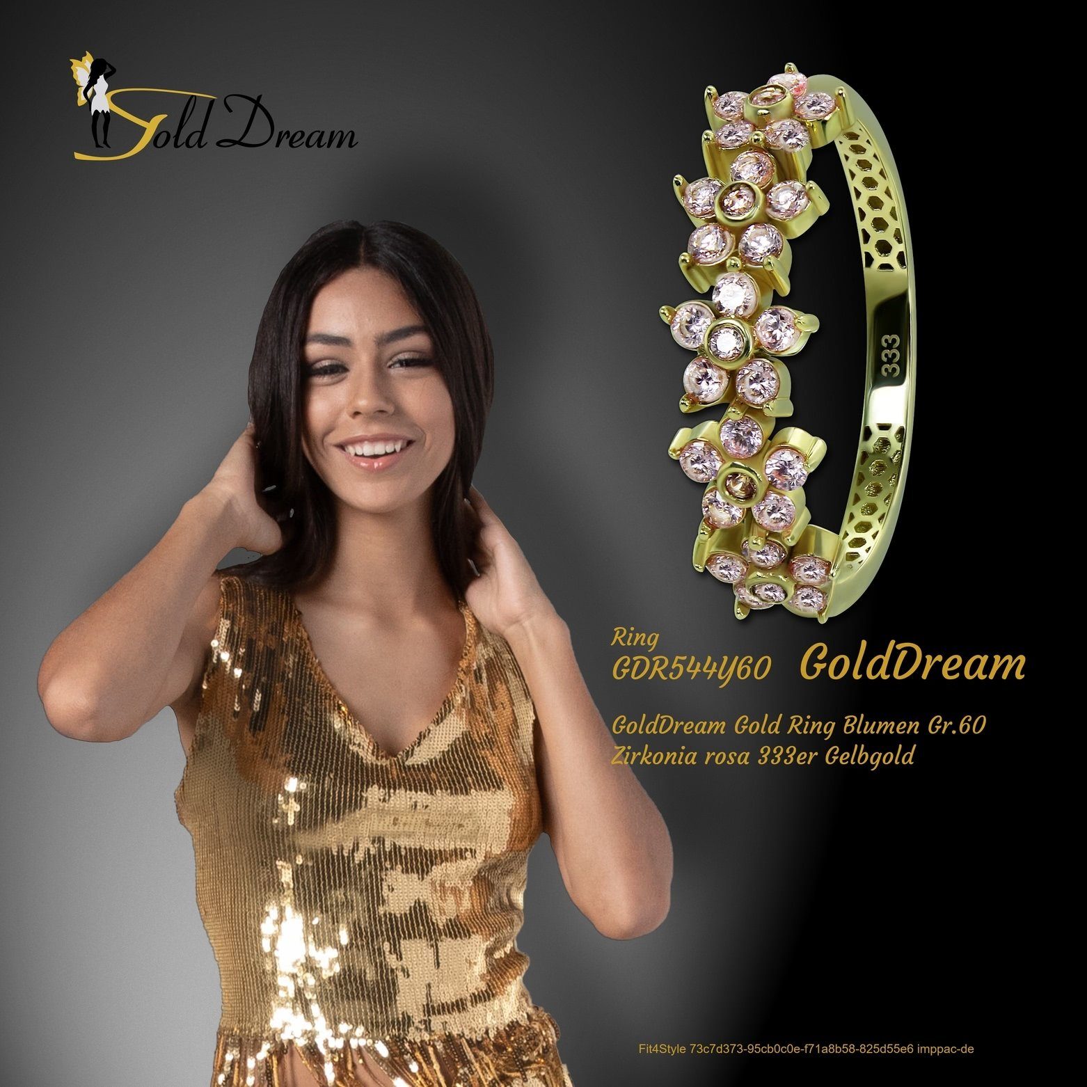 - Ring (Fingerring), 8 Gr.60 Damen Gelbgold Ring GoldDream Farbe: rosa Karat, gold, Blumen 333 GoldDream Blumen Gold Goldring