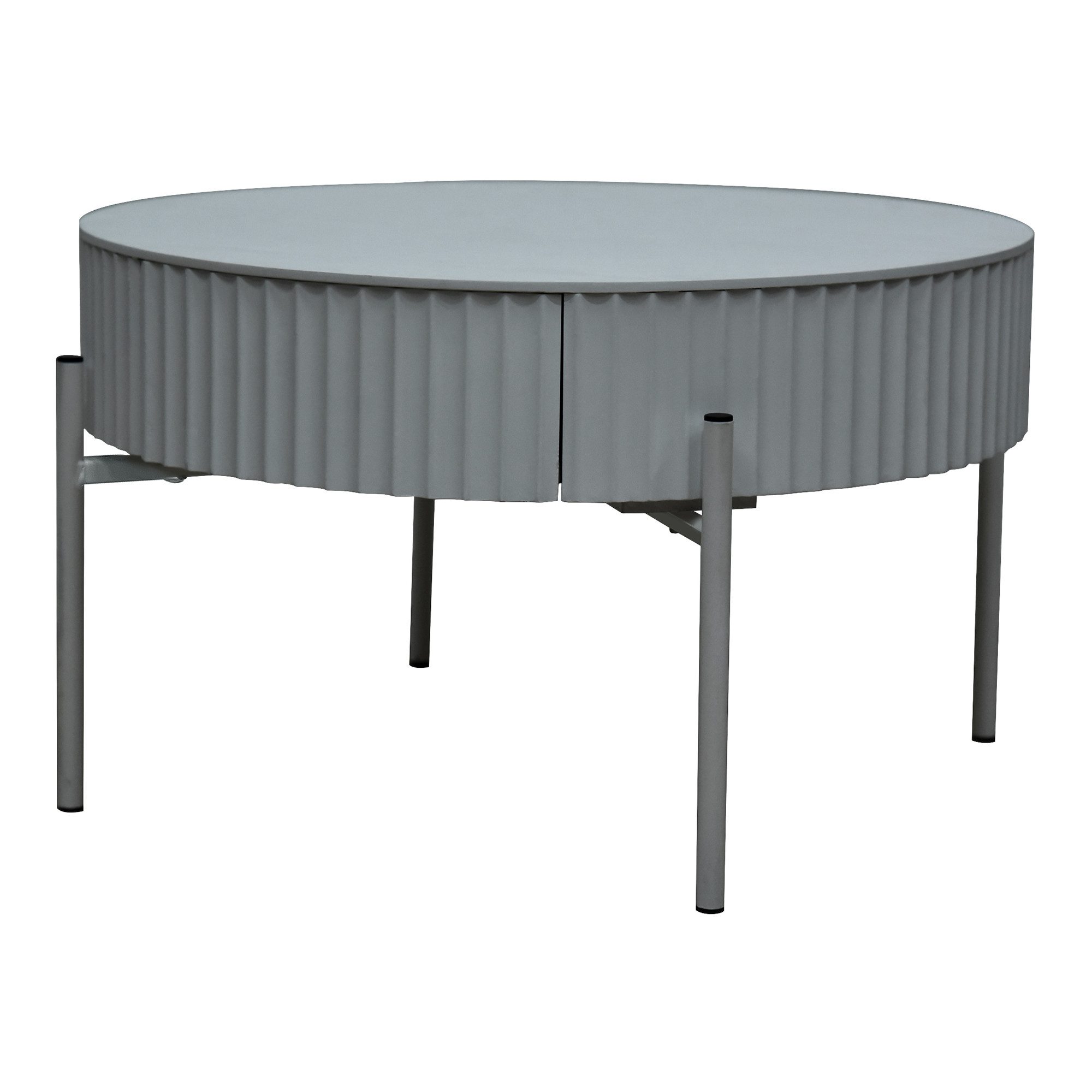 en.casa Couchtisch, »Rill« mit Schublade rund Metallbeine 36 x Ø60 cm Grau günstig online kaufen
