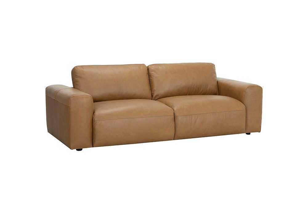 riess-ambiente 3-Sitzer BIG GEORGE 245cm cognac - Echtleder, Nosagefederung, FSC, Rundumbezug, Einzelartikel 1 Teile, Couch mit Ziernähten und inkl. Kissen - ideal für Wohn- & Schlafzimmer