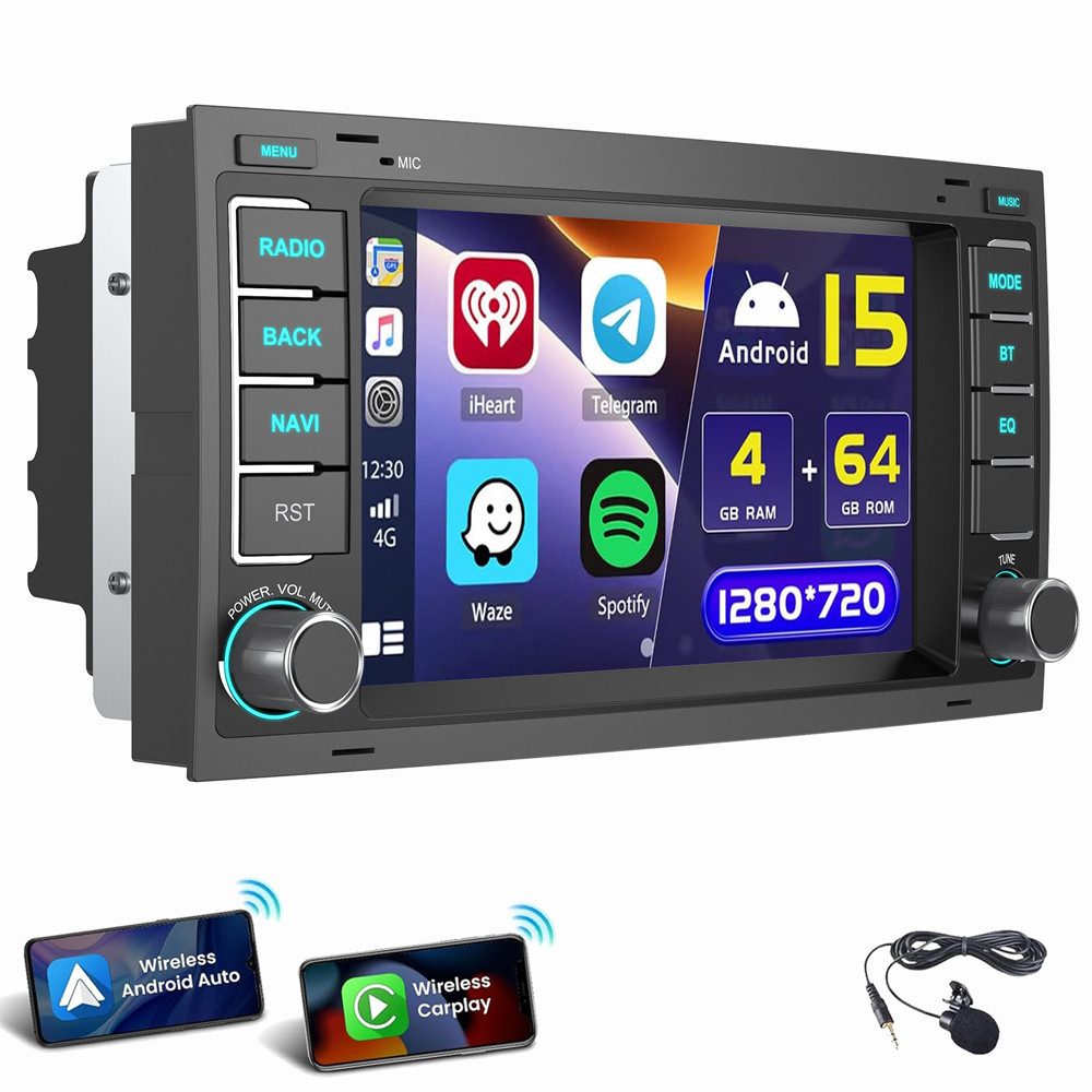 ESSGOO Für VW T5 Multivan Transporter Touareg Autoradio Android 15 Autoradio (RDS, Digitalradio (DAB), FM)