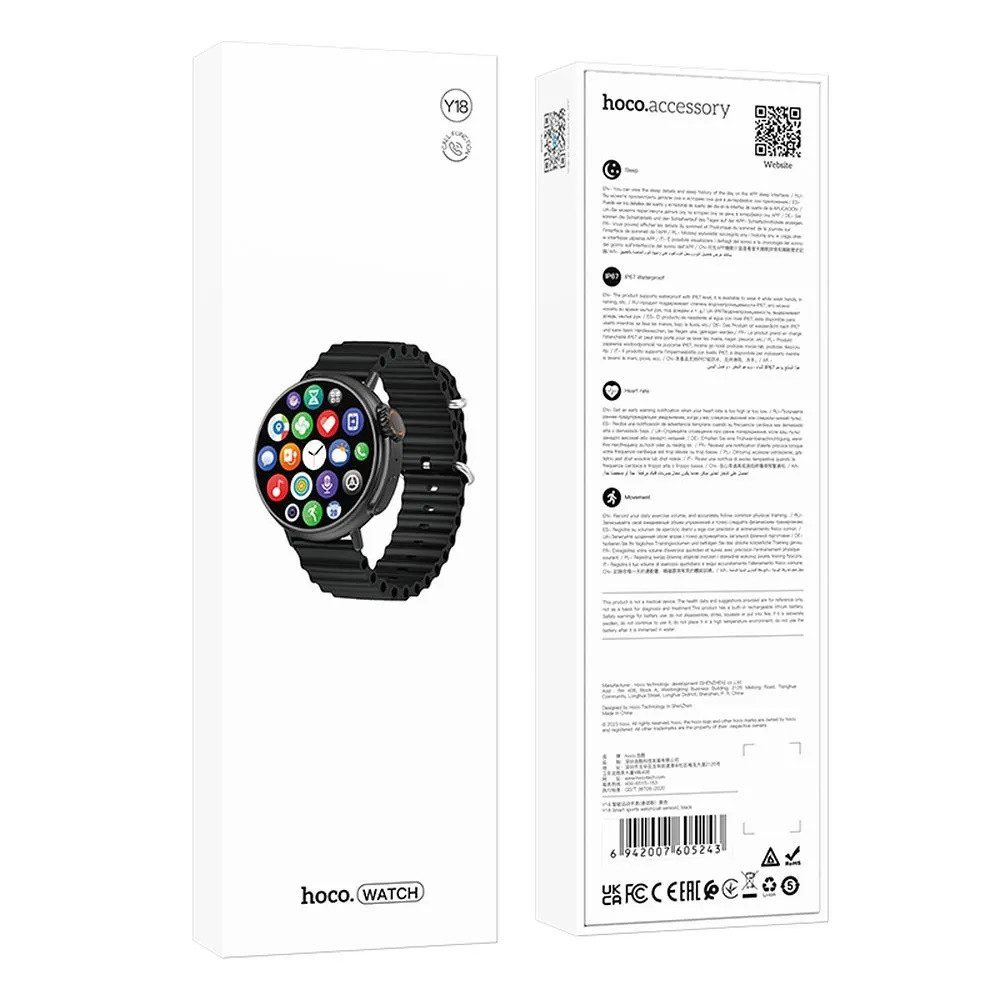 hoco. Smartwatch Y18 misst Herzfrequenz und Sättigung iOS und Android Smartwatch