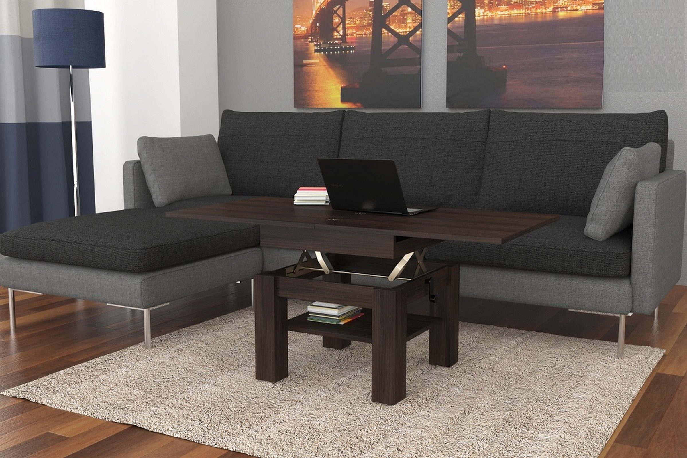 designimpex Couchtisch Design Cleo stufenlos höhenverstellbar günstig online kaufen