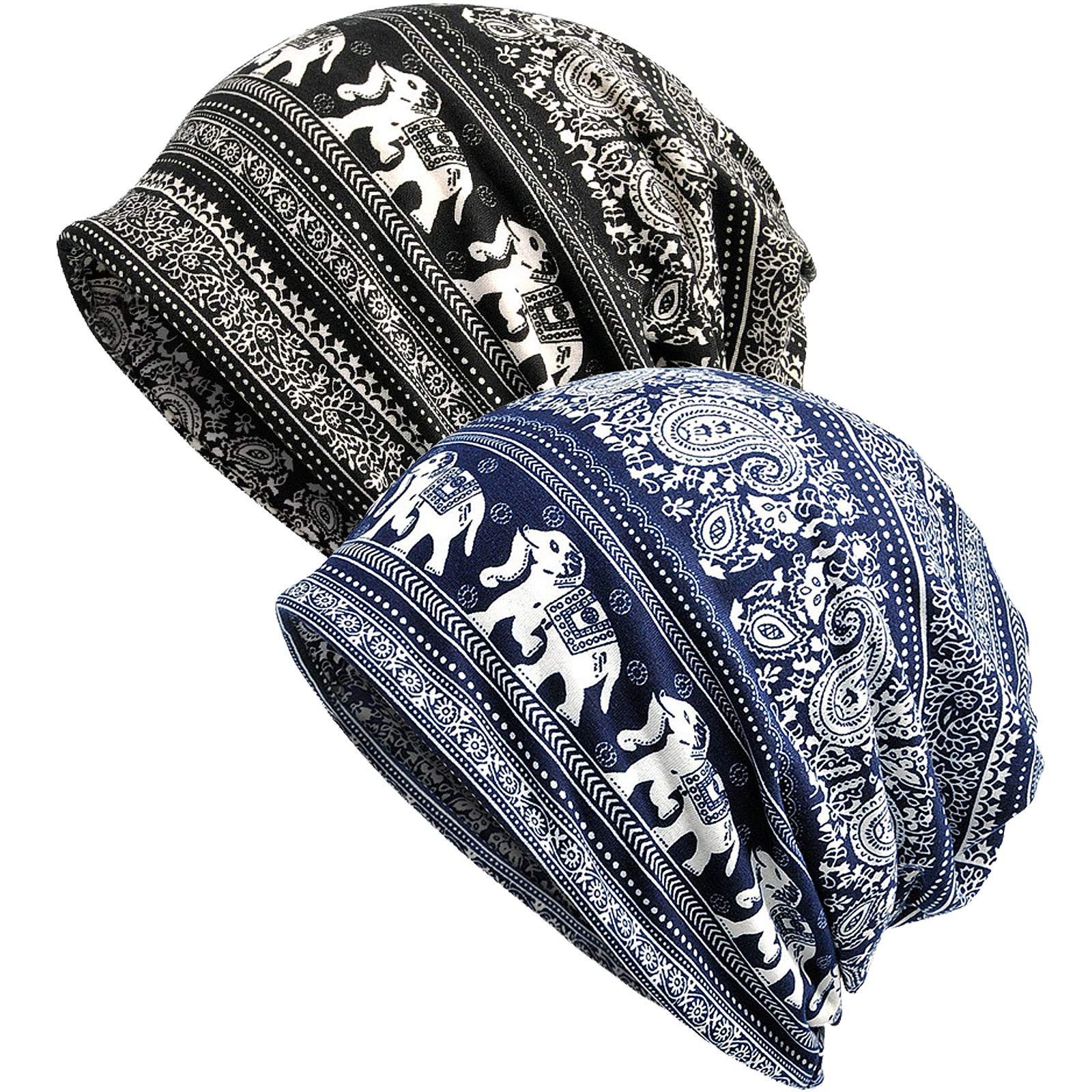 Coonoor Kopftuch 2 Stück Frauen Chemo Hut Turban Beanie, Schal, Dünne Mütze, (2-St), Headwear Bandana für Haarausfall