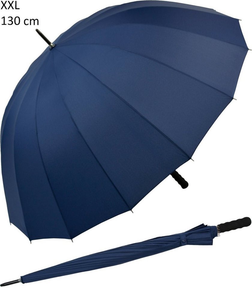 iX-brella Stockregenschirm XXL 130 cm Durchmesser Golf-Partnerschirm, 16-teiliges Dach, mit leichtem Fiberglasgestell