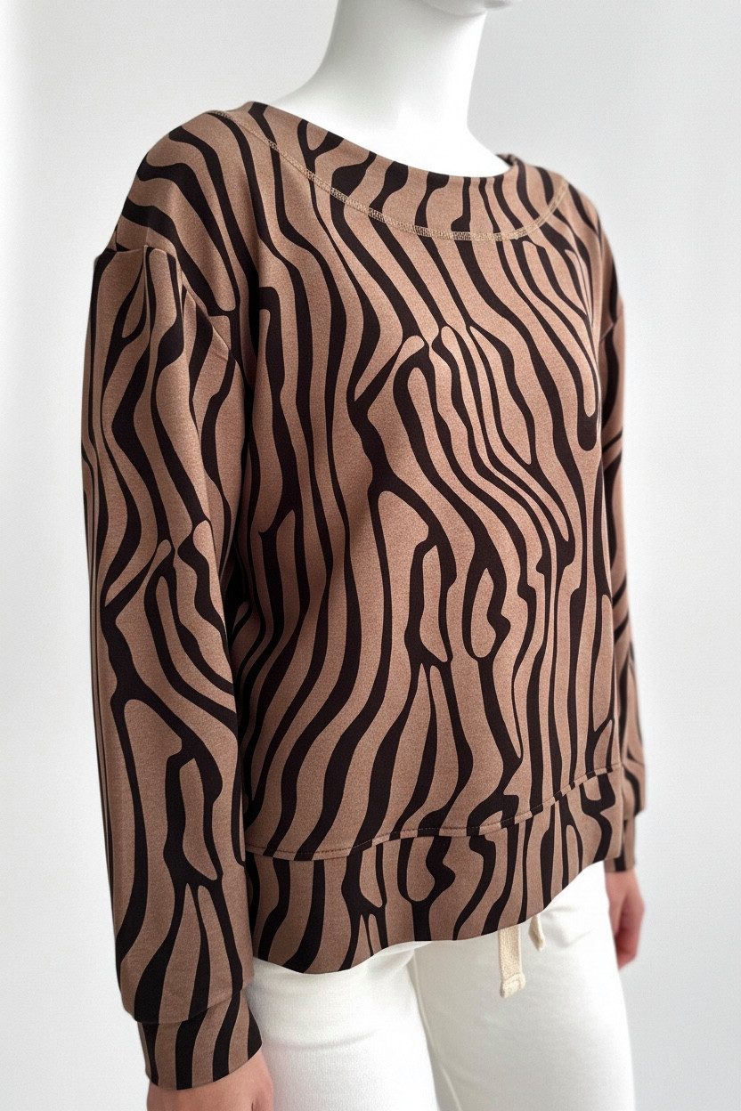 Zuckerwatte Sweatshirt mit modischem Alloverdruck aus Viskose mit Elasthan