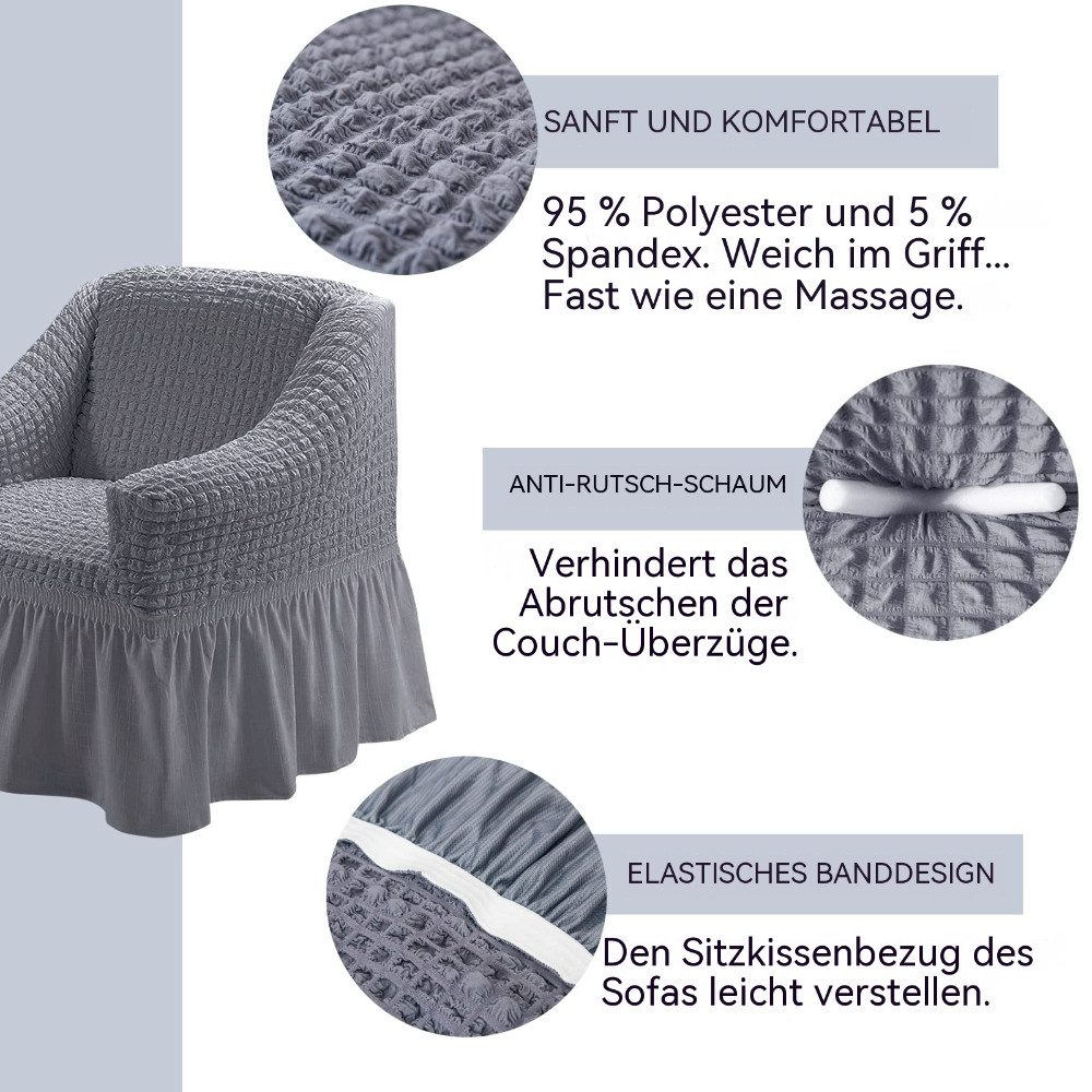 Blusmart Sofabezug Elastischer Sesselbezug mit Volant, verdickt, rutschfest, staubdicht, für alle Jahreszeiten