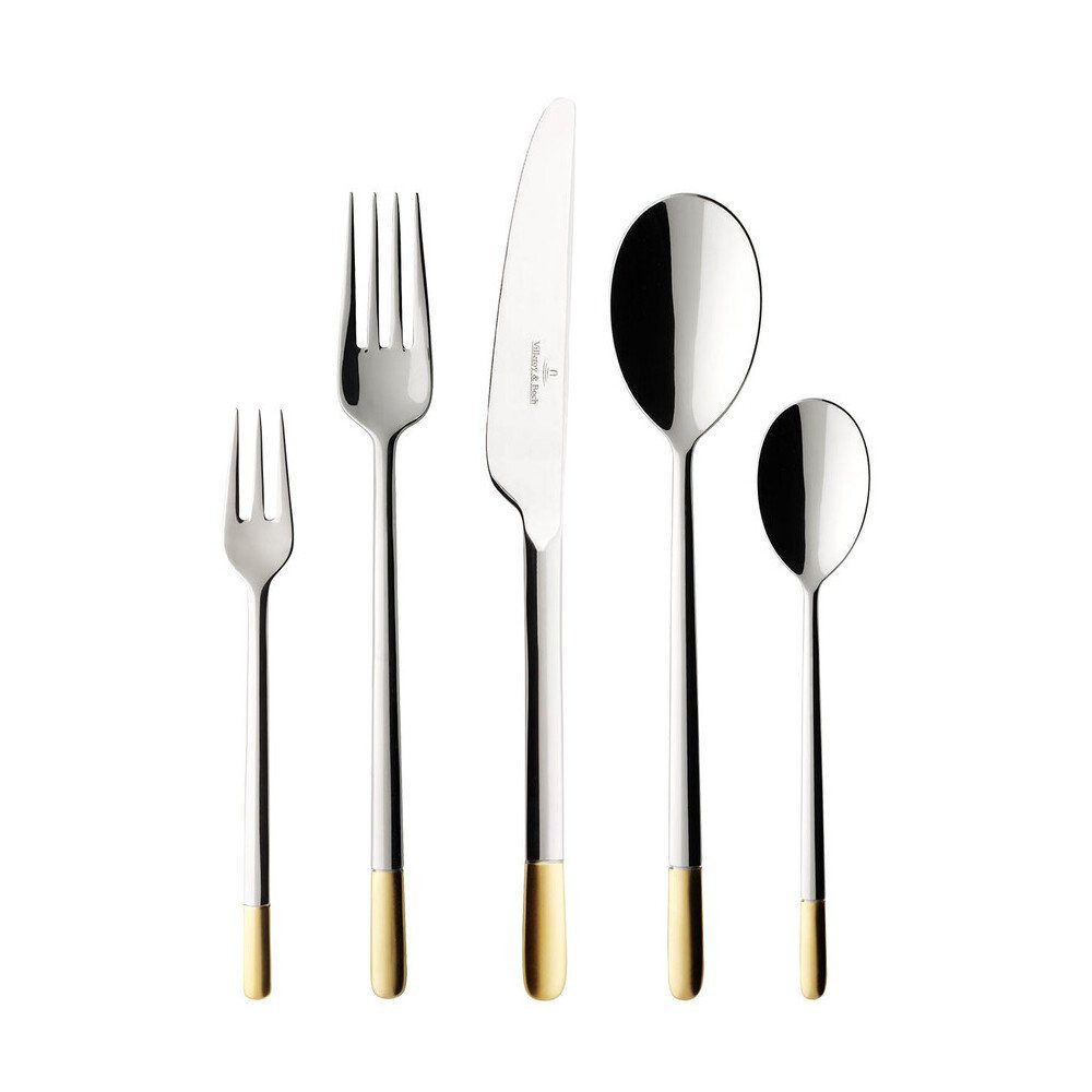 Villeroy & Boch Besteck-Set Tafelbesteck-Set 30-tlg. Ella Edelstahl teilvergoldet, Edelstahl, Kaffeeservice, Geschirrset, für 6 Personen, Edelstahl, gold