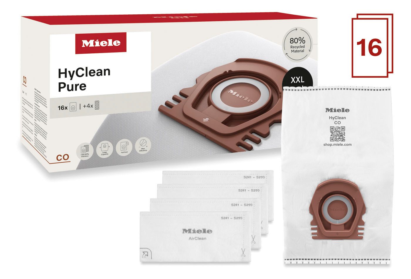 Miele Staubsaugerbeutel XXL-Pack Staubsaugerbeutel HyClean Pure CO, passend für Miele, 20 St., Miele Original Zubehör