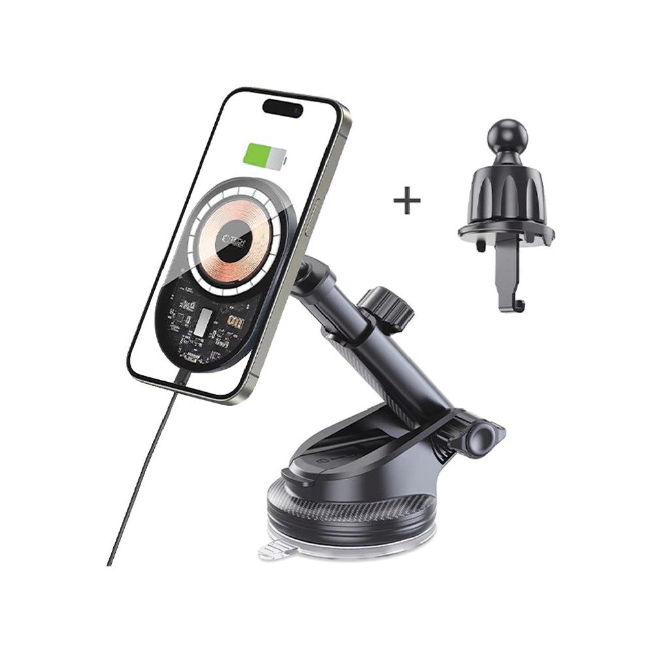 TECH PROTECT Handy-Halterung MM15W-V6, (bis 7 Zoll, Einzelartikel, Einzelartikel, Autohalterung mit 15 W MagSafe-Schnellladefunktion)