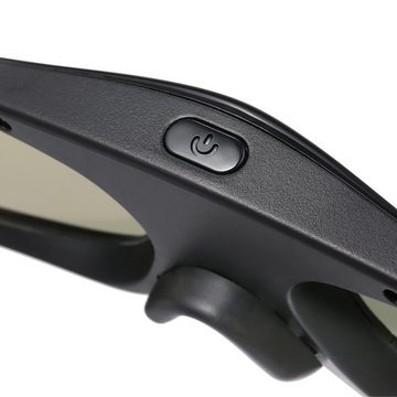 TPFNet 3D-Brille Aktive Shutterbrille kompatibel mit DLP 3D Beamer, wiederaufladbare 3D Brille, DLP Link - Schwarz - 1 Stück