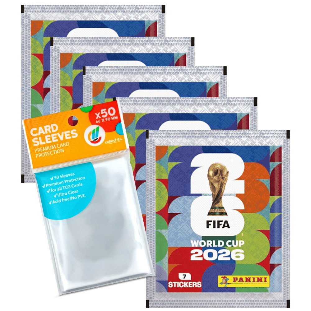 Panini Sammelkarte World Cup 2026 Sticker - 5 Tüten + exklusive collect-it Hüllen
