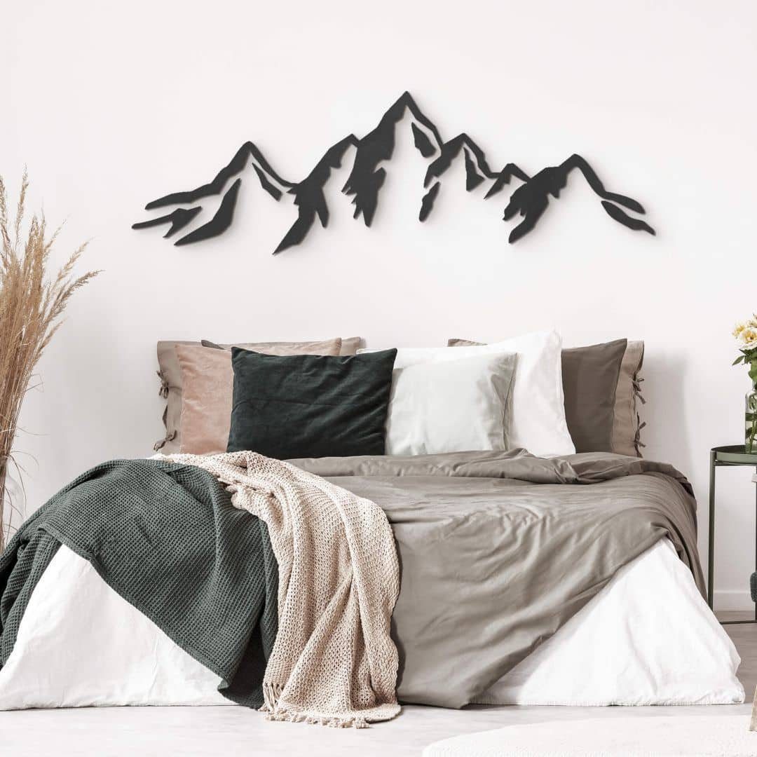 Wandbild Holz Holzbild K&L Wall Berge Deko, Holzschild Art Holzposter), Naturposter Wohnzimmer Gebirge aus (mehrteiliges Anthratzit